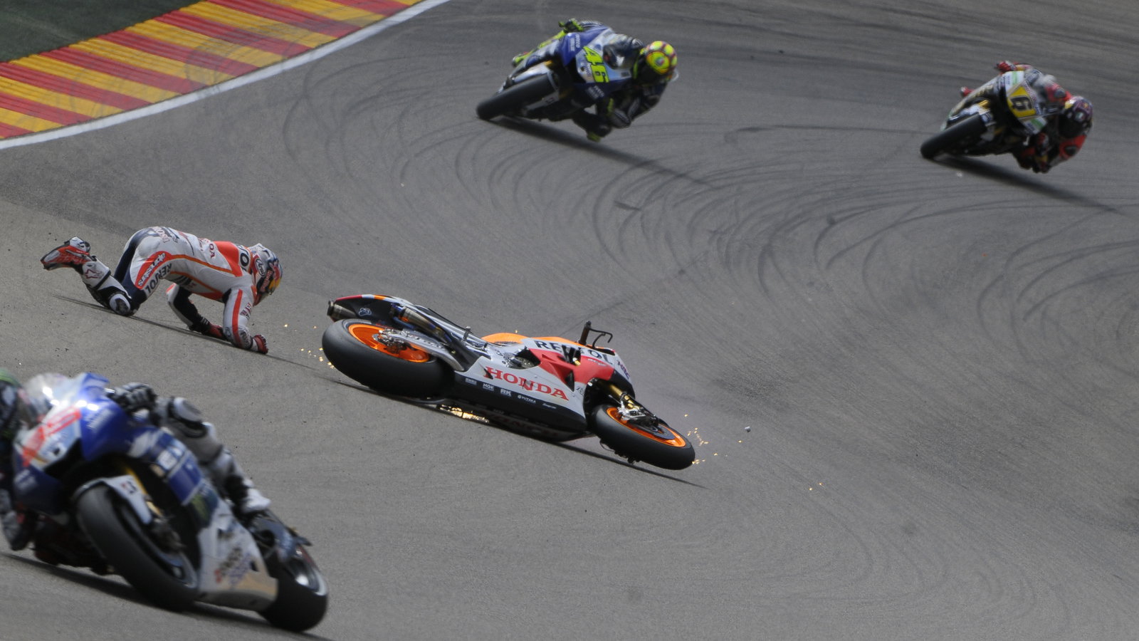 Pedrosa crash, Aragon MotoGP 2013
