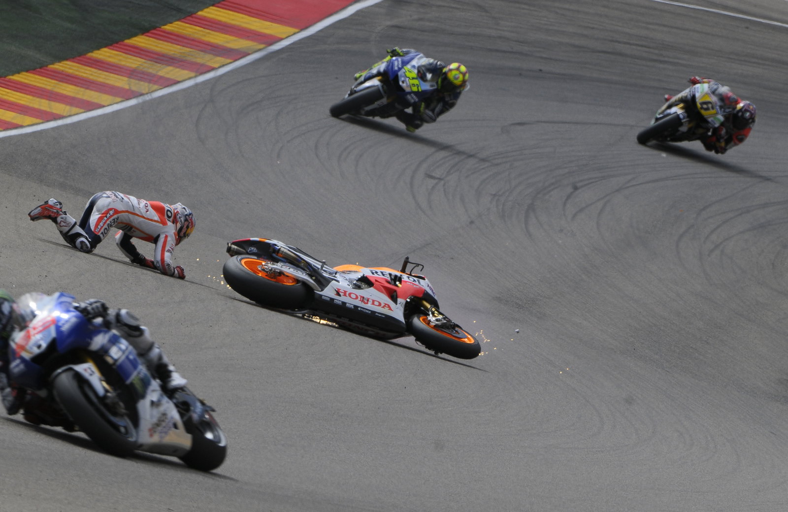 Pedrosa crash, Aragon MotoGP 2013
