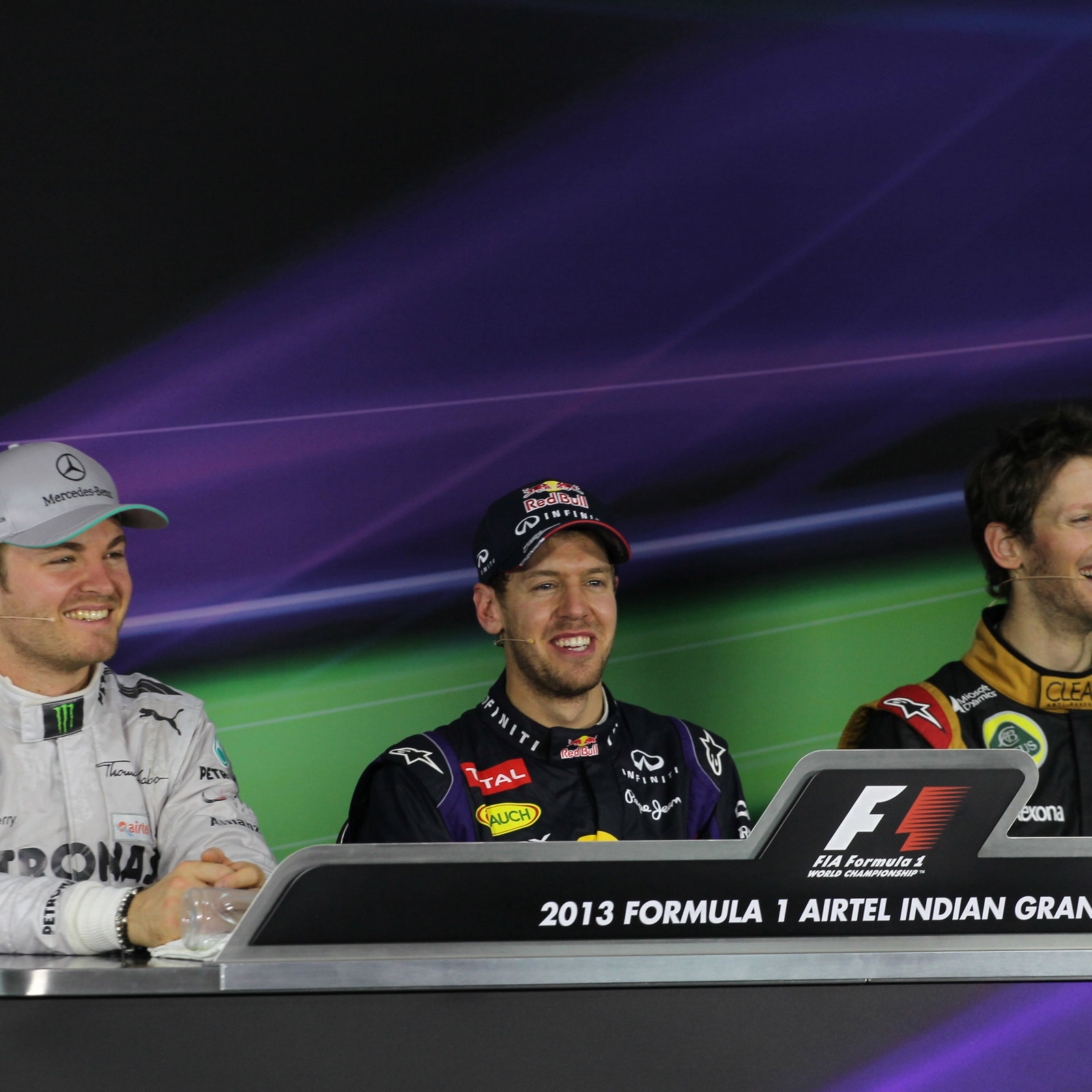27.10.2013- Press conference: Sebastian Vettel (GER) Red Bull Racing RB9 (race winner), Nico Rosberg