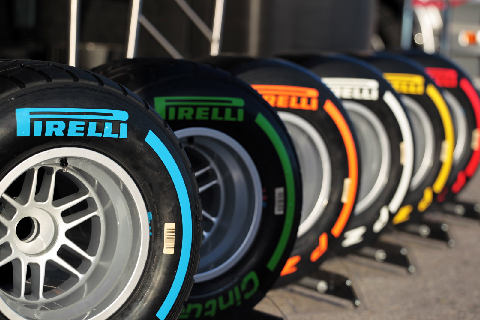 The Pirelli tyre line up.28.01.2014. Formula One Testing, Day One, Jerez, Spain.