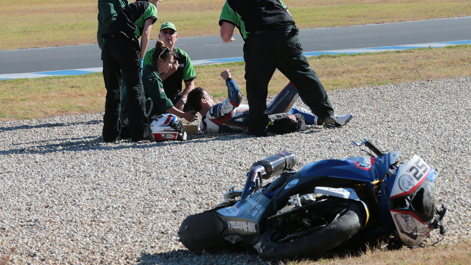 Barrier crash, Australian WSBK test and race, 2014