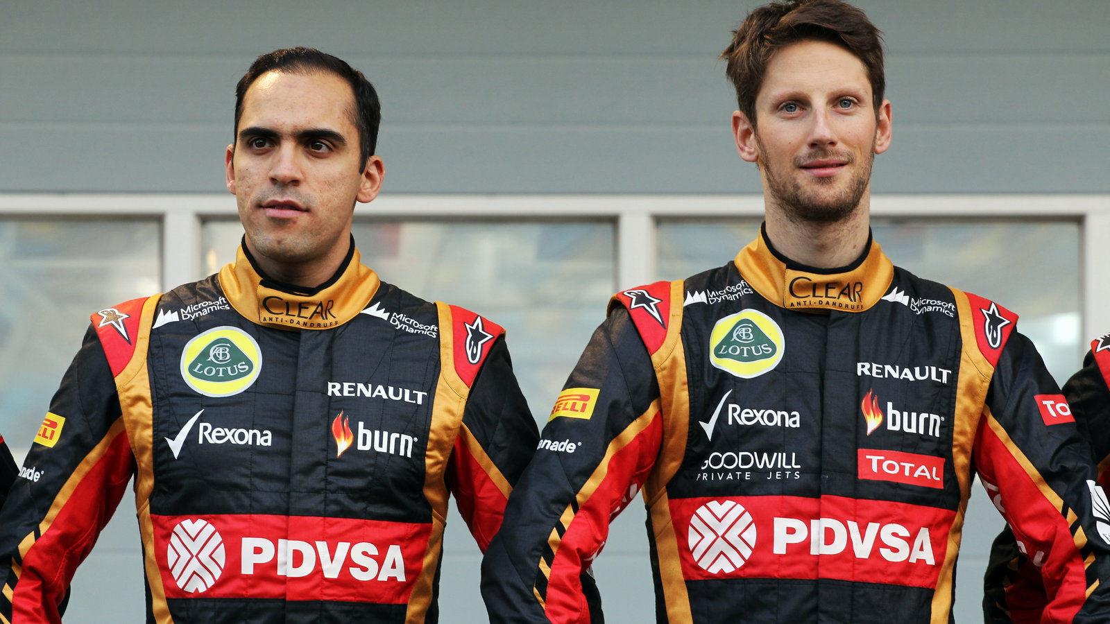 (L to R): Pastor Maldonado (VEN) Lotus F1 Team and team mate Romain Grosjean (FRA) Lotus F1 Team as