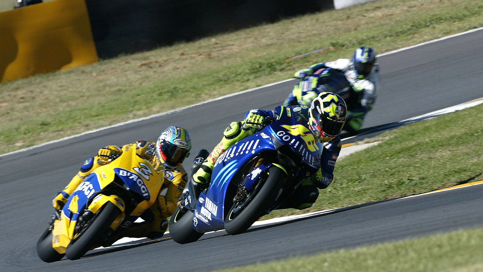 Rossi, Biaggi and Gibernau, South African MotoGP, 2004