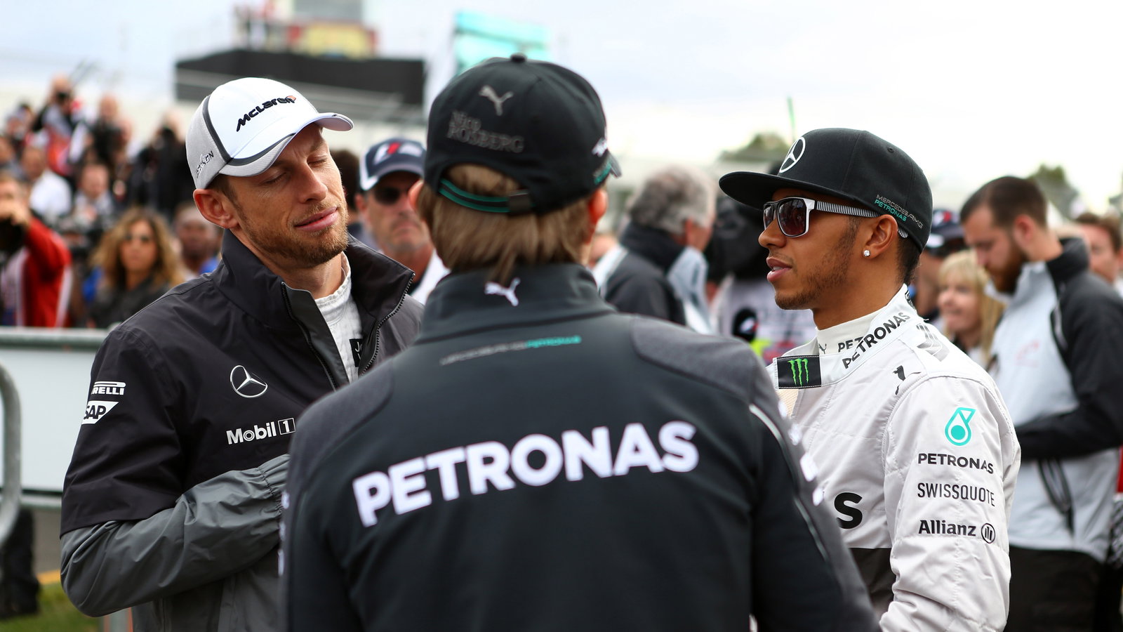 16.03.2014- Jenson Button (GBR) McLaren Mercedes MP4-29 and Lewis Hamilton (GBR) Mercedes AMG F1 W05