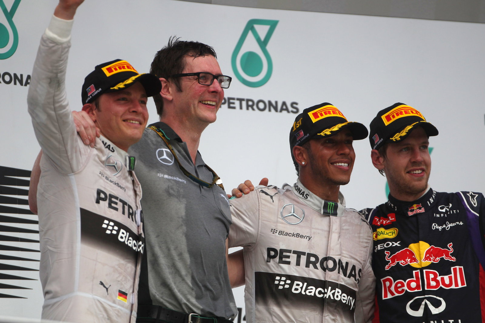 30.03.2014 - Race, Lewis Hamilton (GBR) Mercedes AMG F1 W05 race winner, 2nd position Nico Rosberg (