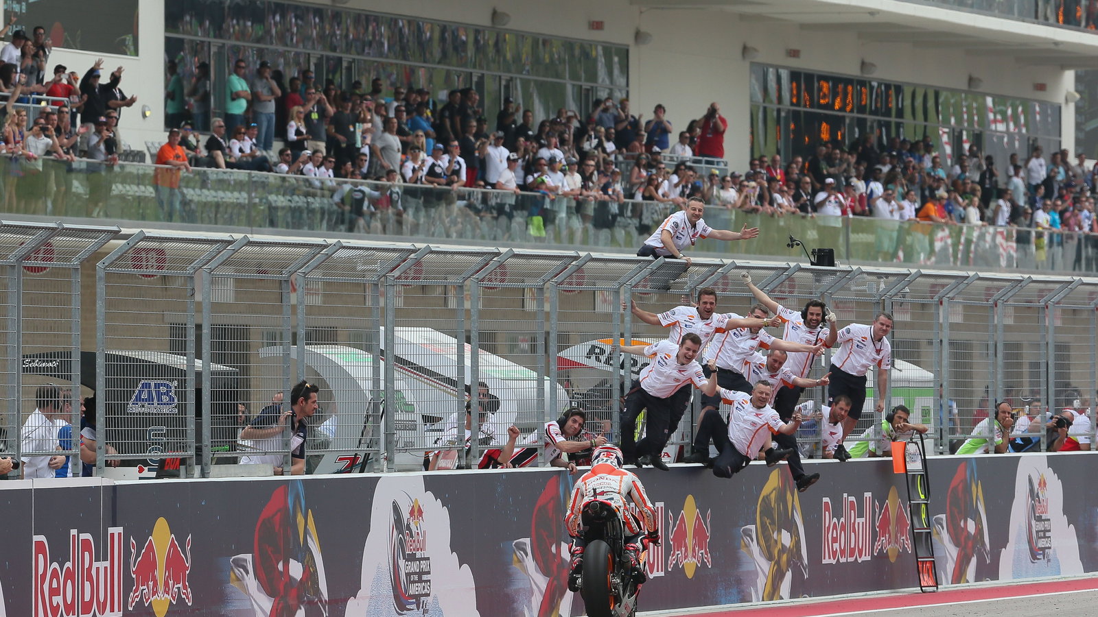 Marquez celebration, MotoGP race, Grand Prix of the Americas, 2014.
