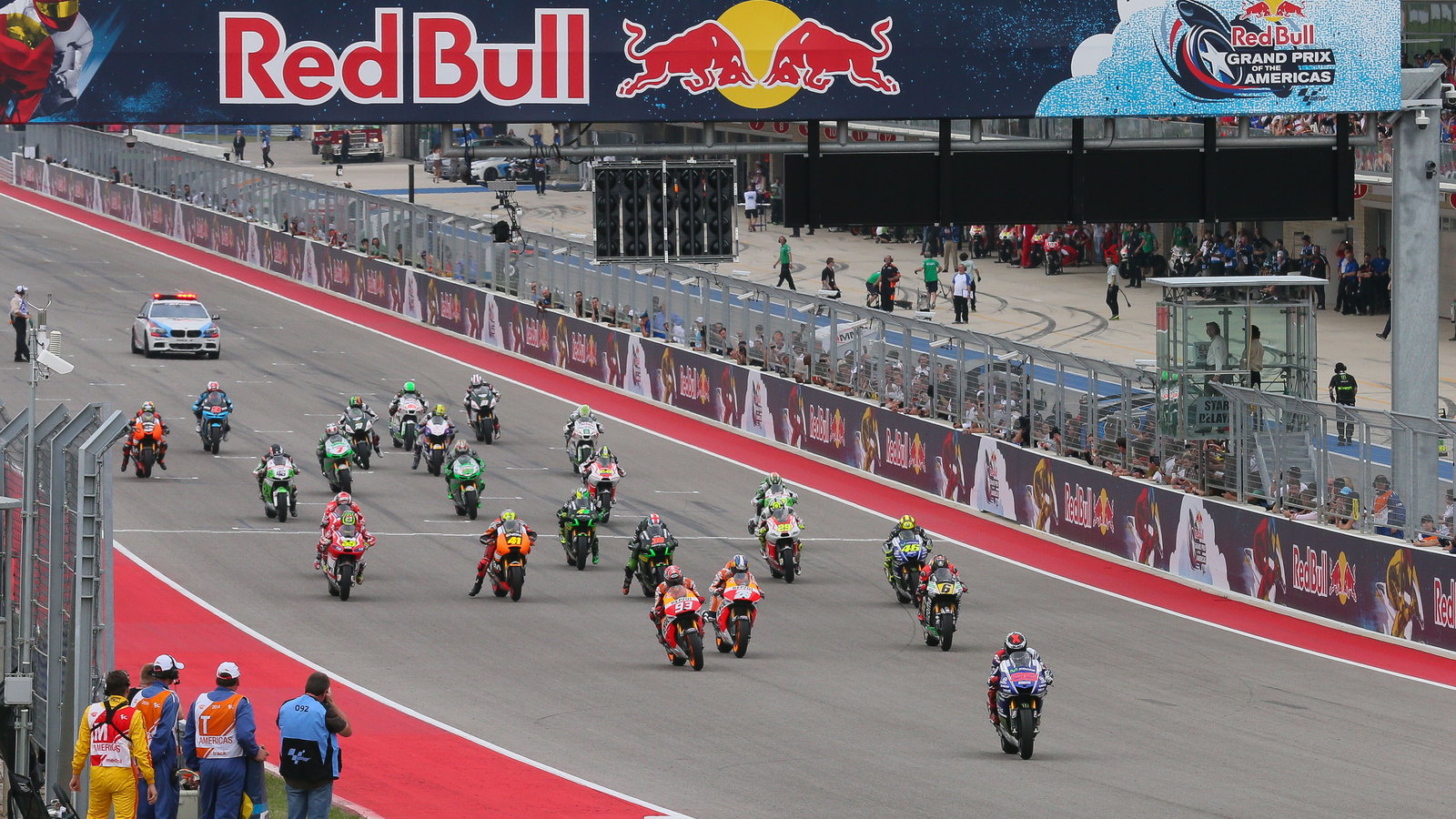 Lorenzo Jumps start, grid, MotoGP race, Grand Prix of the Americas, 2014.