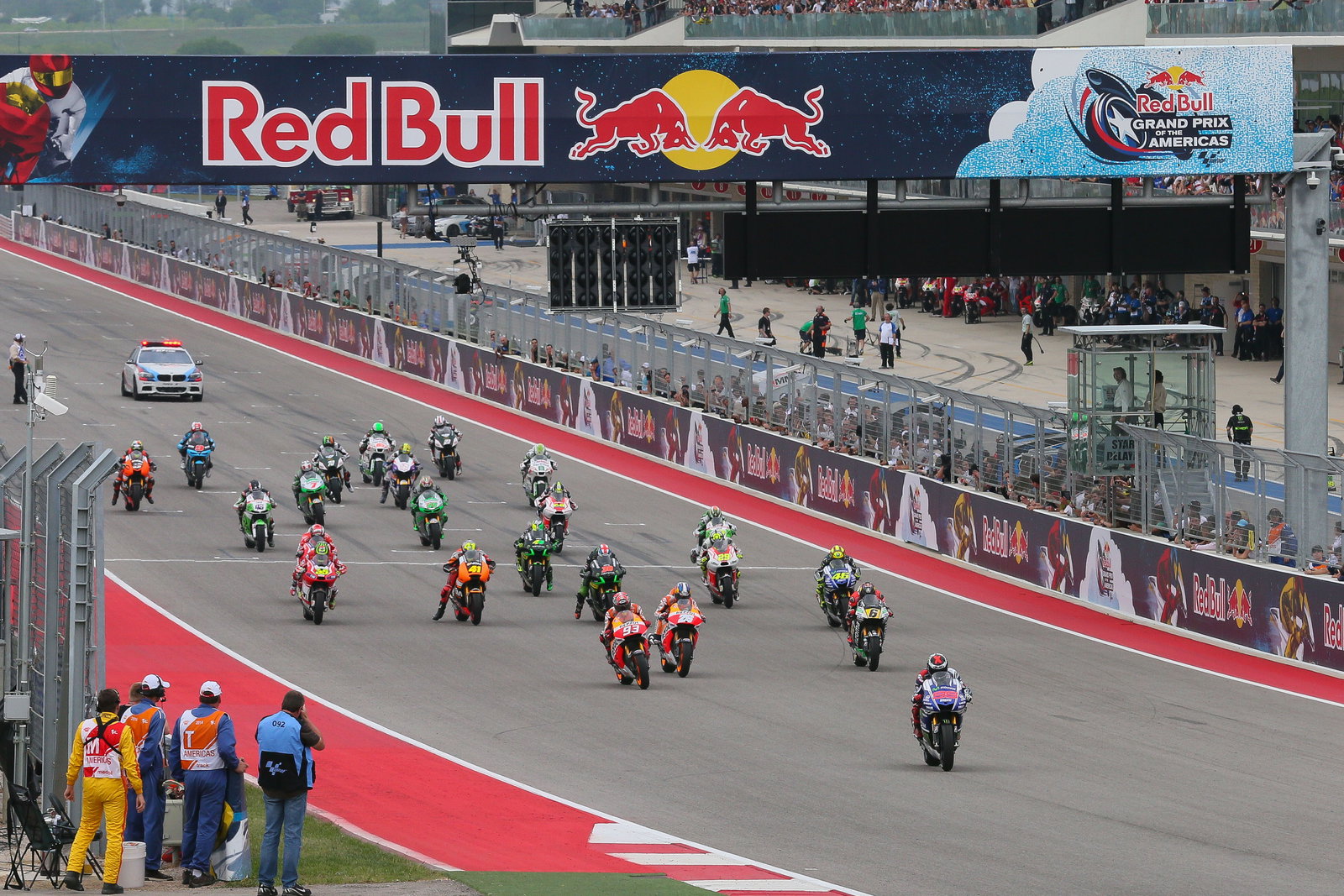 Lorenzo Jumps start, grid, MotoGP race, Grand Prix of the Americas, 2014.