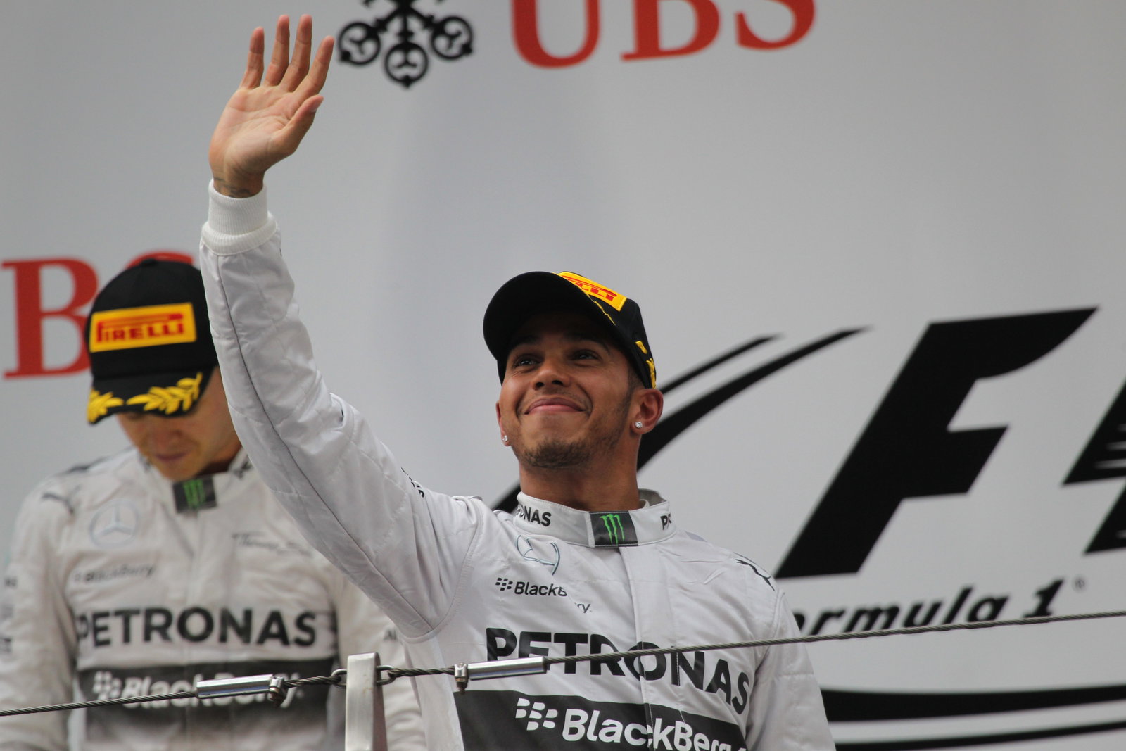 20.04.2014- Podium, winner Lewis Hamilton (GBR) Mercedes AMG F1 W05, 2nd Nico Rosberg (GER) Mercedes