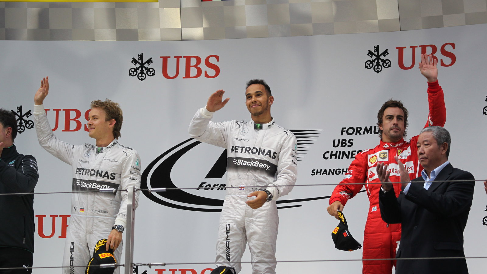 20.04.2014- Podium, winner Lewis Hamilton (GBR) Mercedes AMG F1 W05, 2nd Nico Rosberg (GER) Mercedes