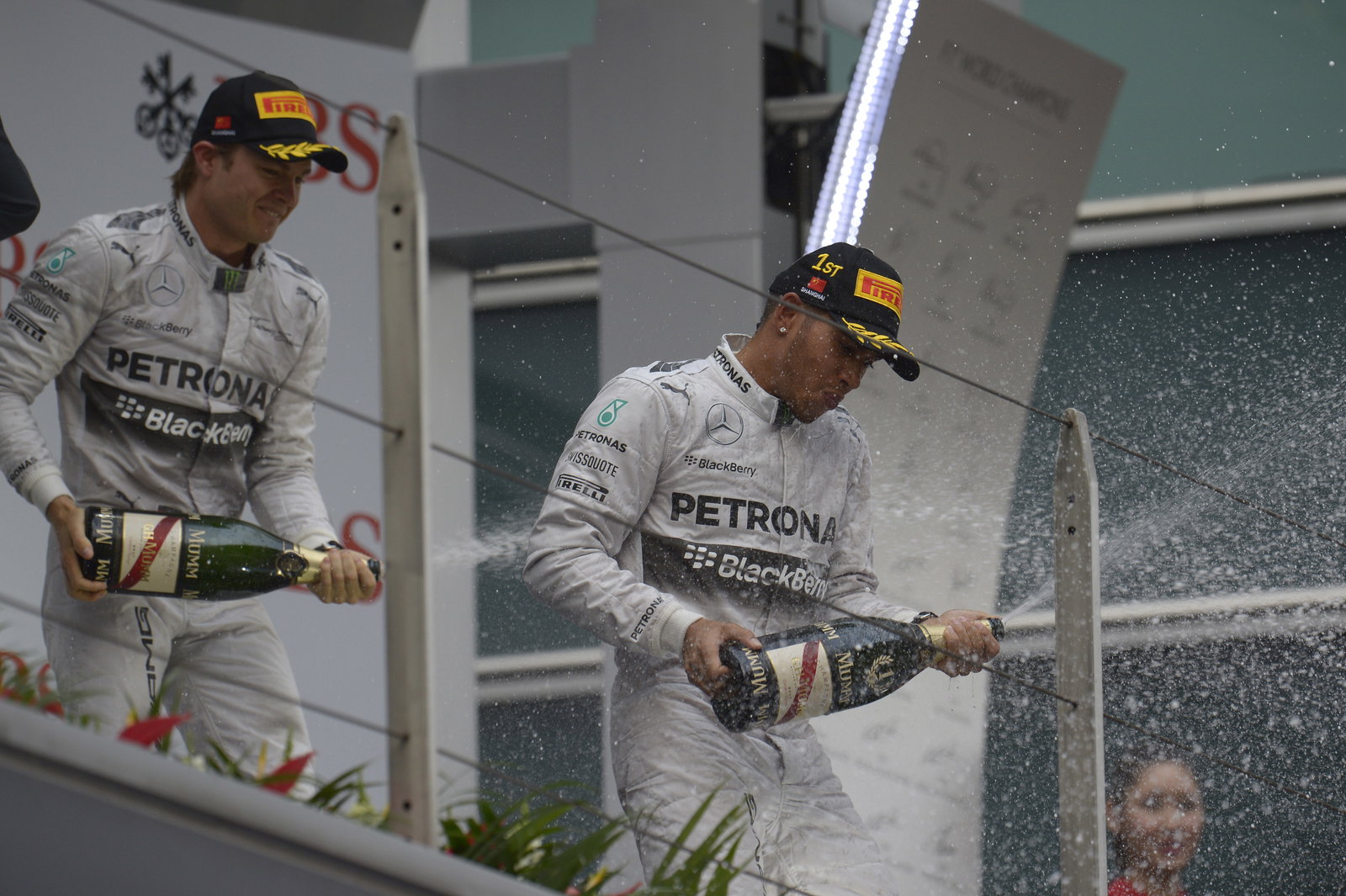 20.04.2014- Podium, winner Lewis Hamilton (GBR) Mercedes AMG F1 W05, 2nd Nico Rosberg (GER) Mercedes