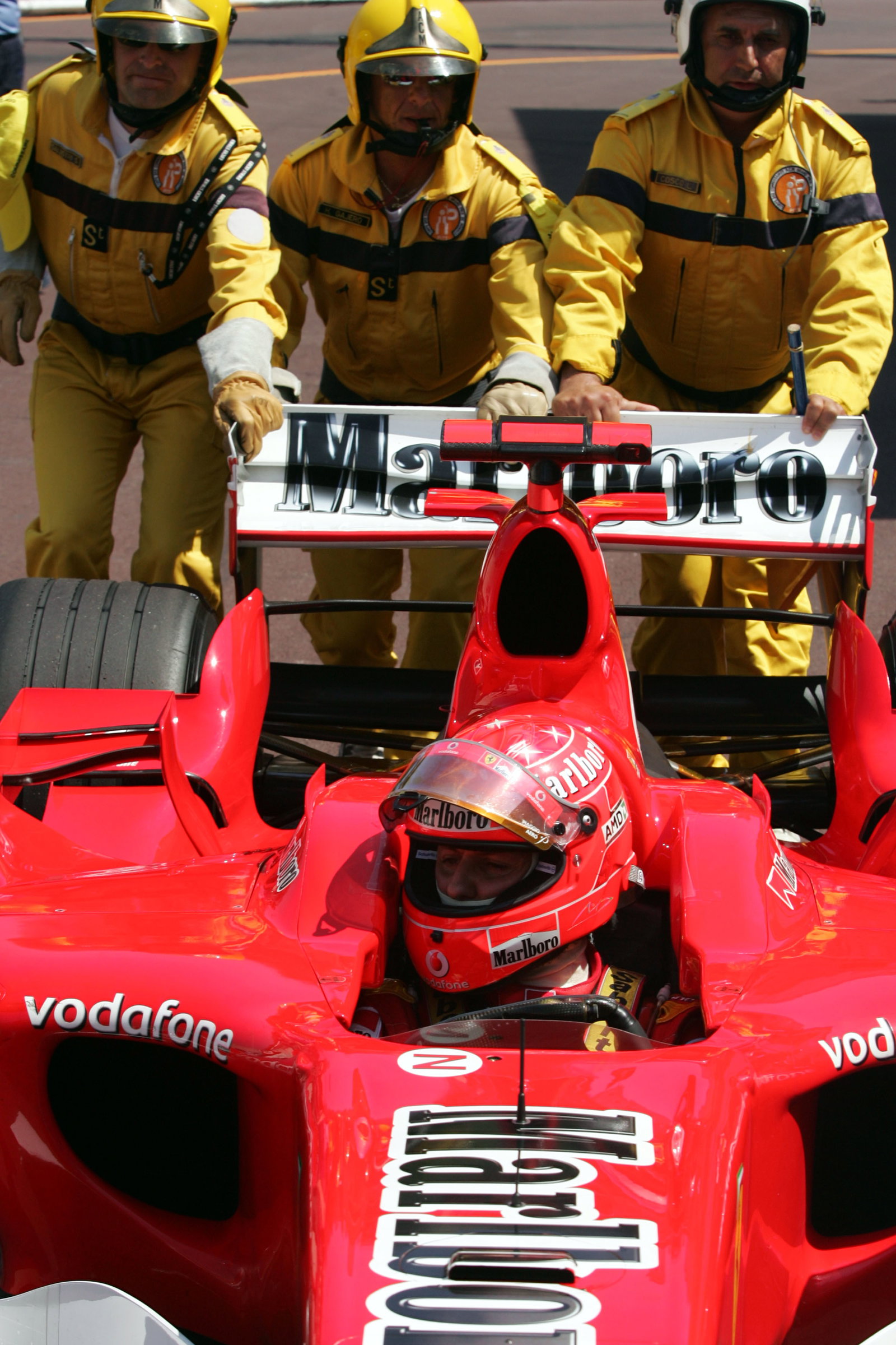 27.05.2006 Monte Carlo, Monaco, Michael Schumacher (GER), Scuderia Ferrari gets pushed in the Park F