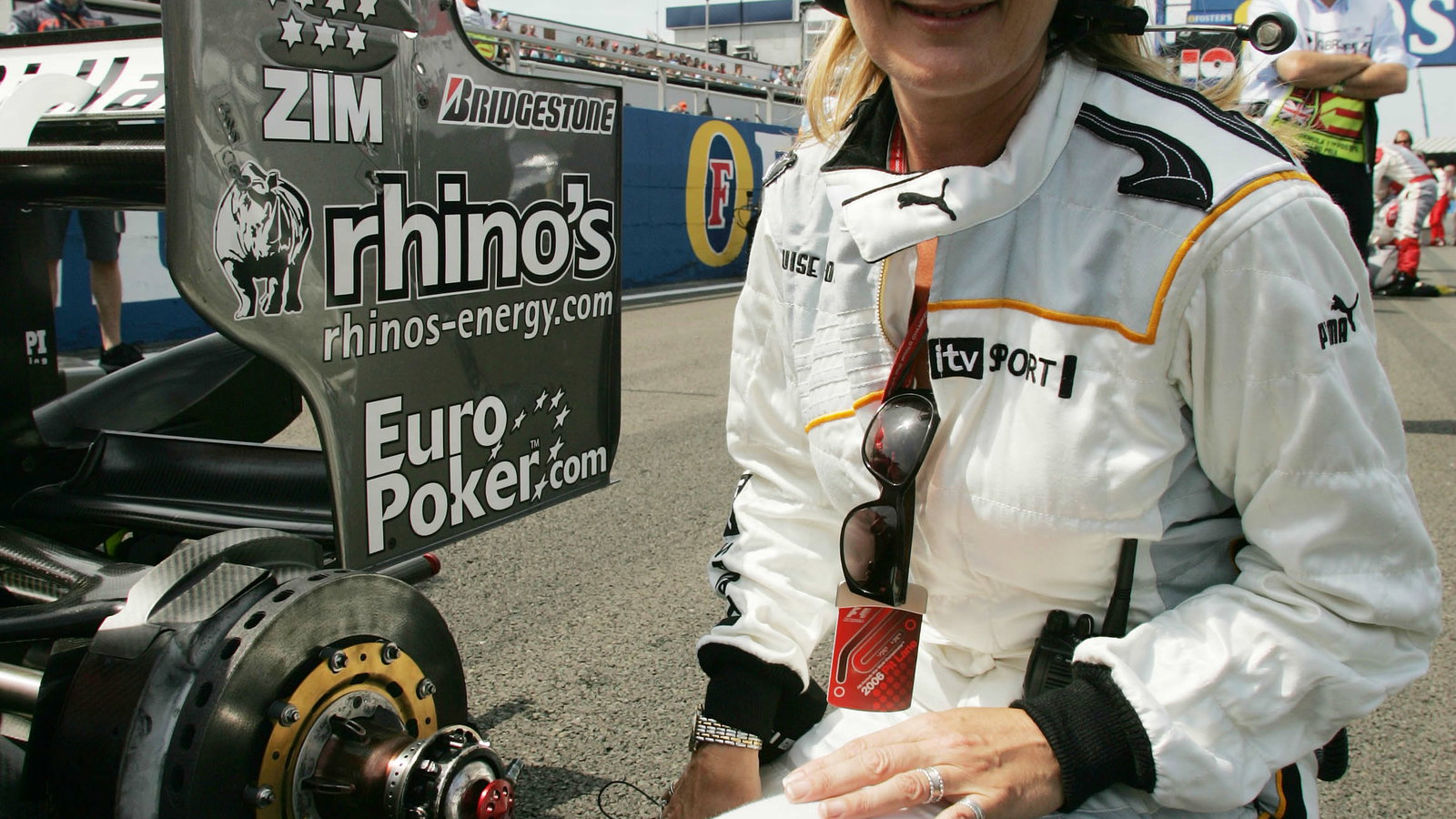 11.06.2006 Silverstone, England, . Louise Goodman (GBR) ITV-F1, is a Midland MF1 Racing pit crew mem