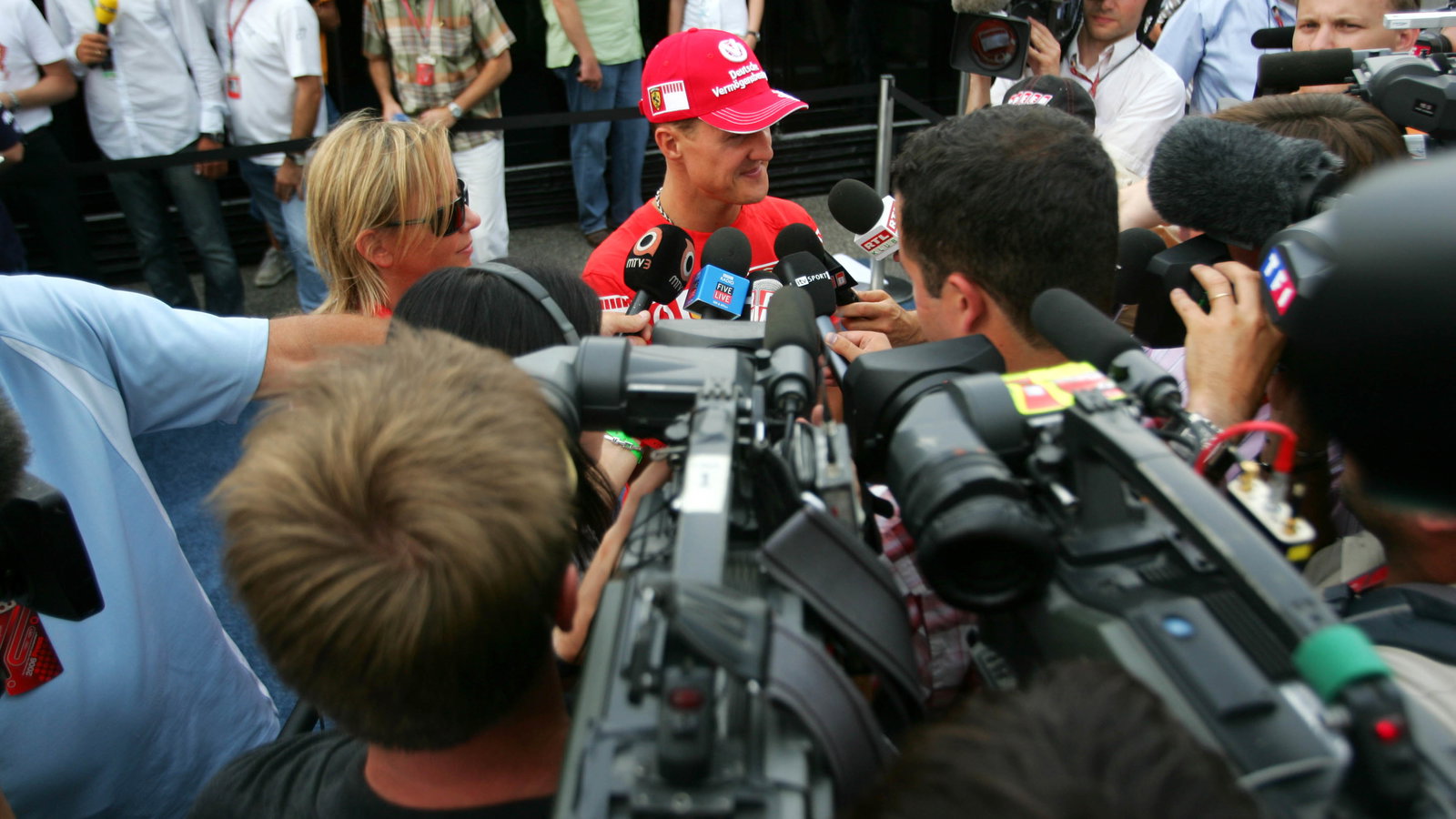 27.07.2006 Hockenheim, Germany, Michael Schumacher (GER), Scuderia Ferrari, being interviewed for TV