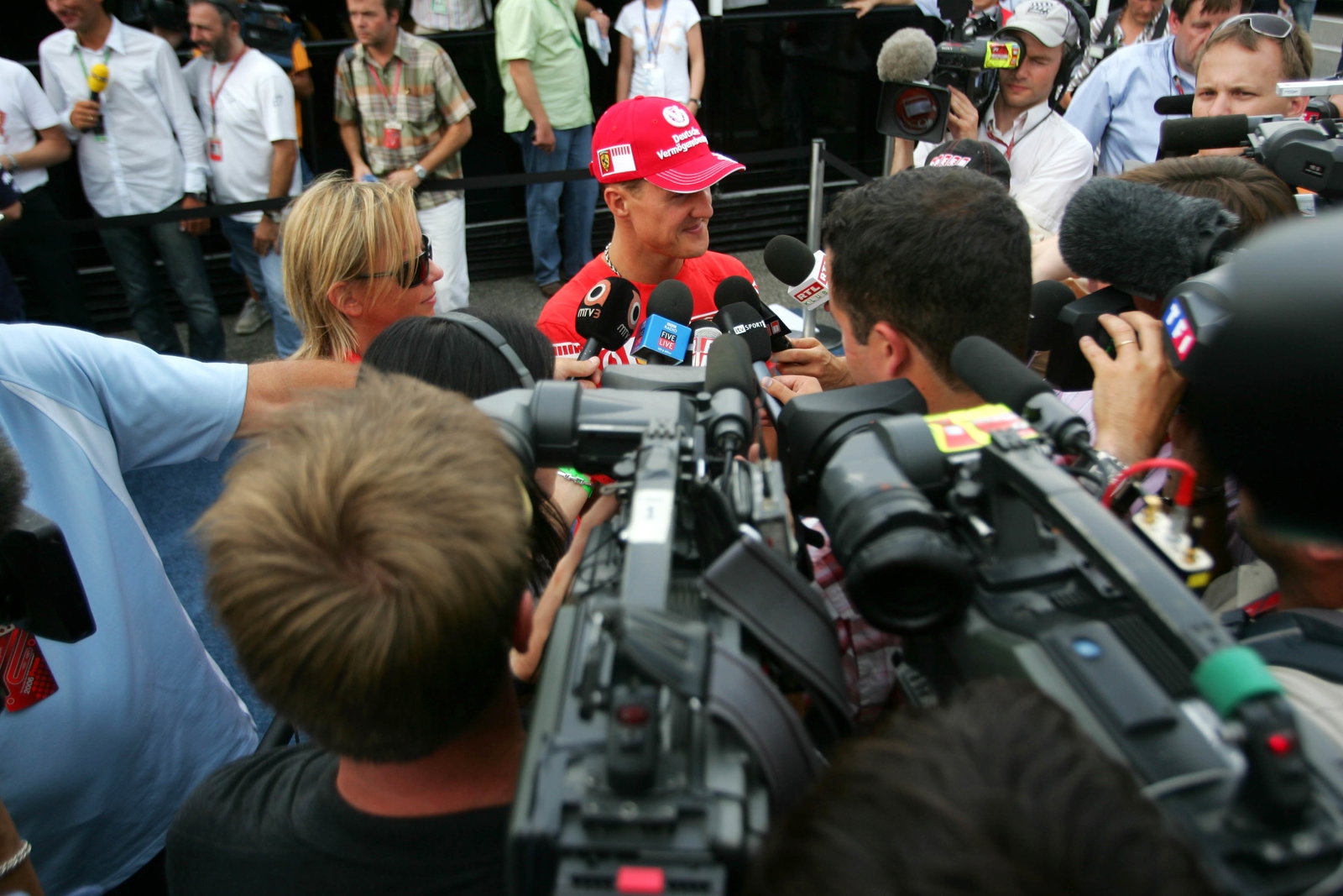 27.07.2006 Hockenheim, Germany, Michael Schumacher (GER), Scuderia Ferrari, being interviewed for TV