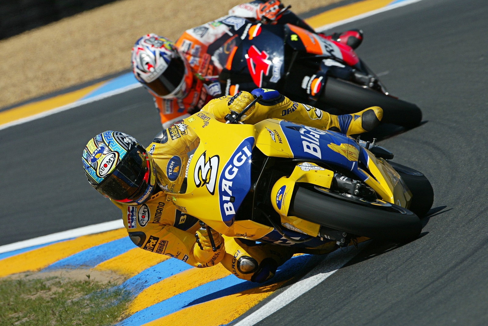 Biaggi and Barros, French MotoGP 2004