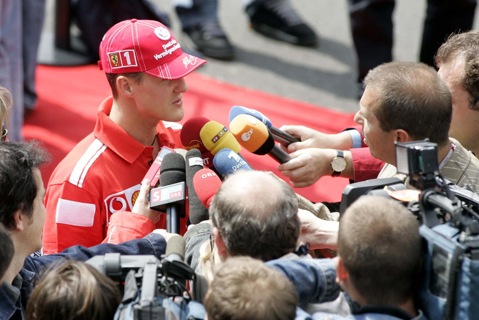 Michael Schumacher faces the media