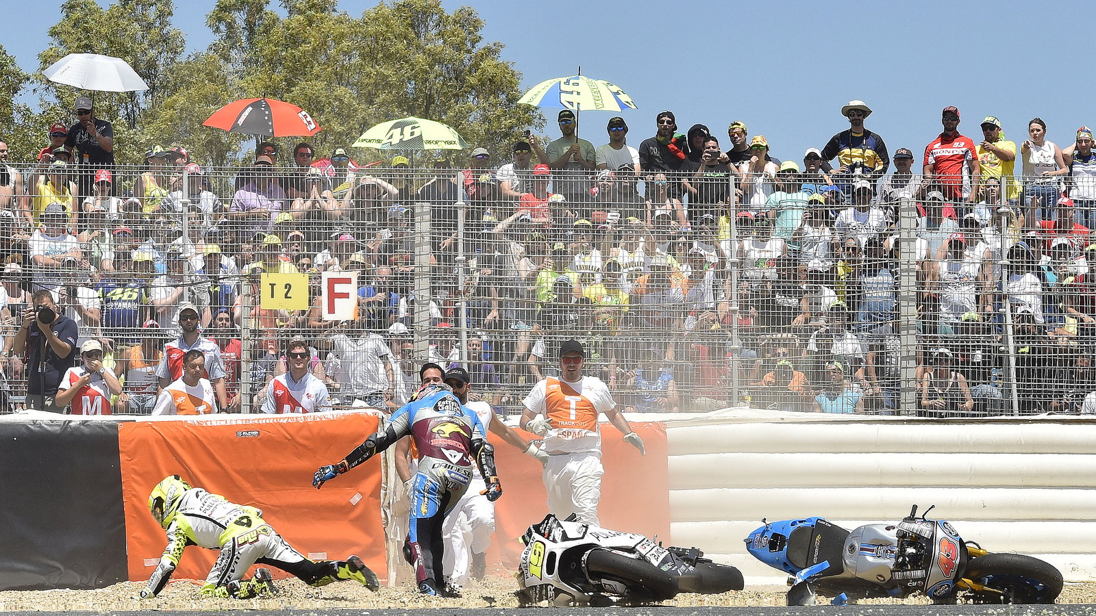 Miller Bautista fight after crash, Spanish MotoGP 2017