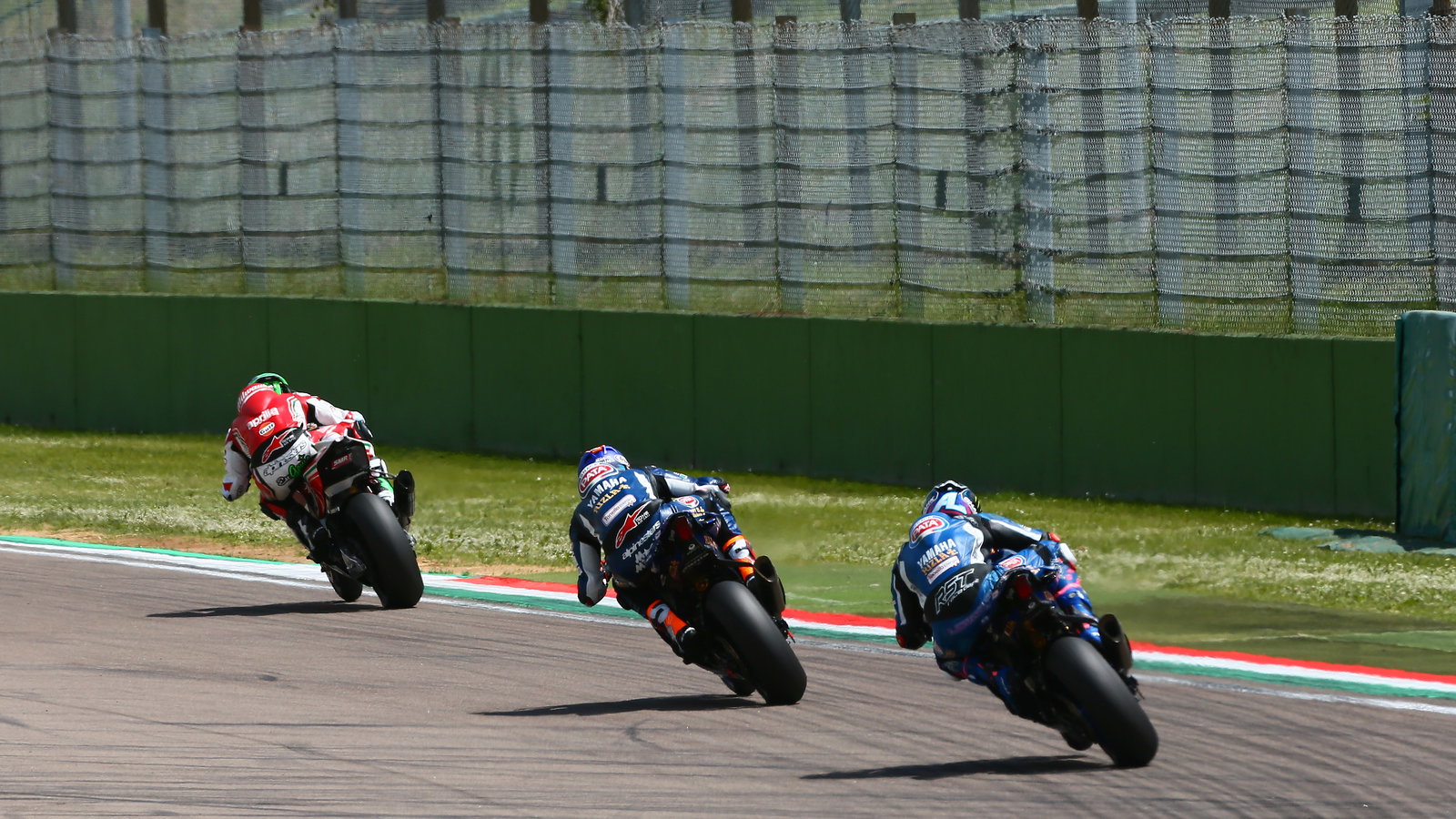 Eugene Laverty, VD Mark and Alex Lowes, Race1, Imola WSBK 2017