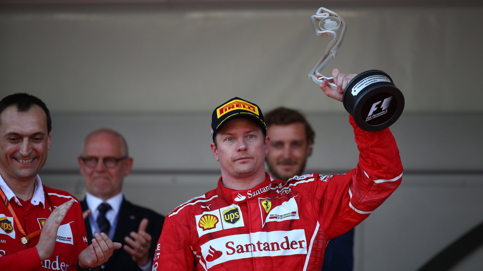 28.05.2017 - Race, Riccardo Adami (ITA) Ferrari Race Engineer and 2nd place Kimi Raikkonen (FIN) Scu