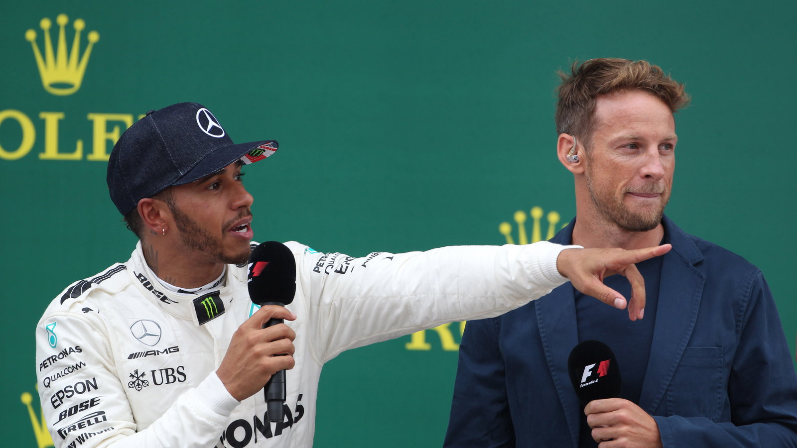 16.07.2017 - Race, Lewis Hamilton (GBR) Mercedes AMG F1 W08 race winner and Jenson Button (GBR) McLa