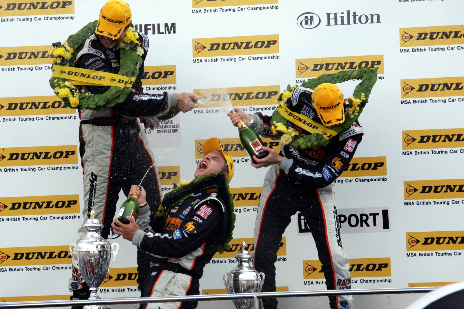 Podium race 3 - Gareth Howell (GBR), Team Halfords Team Dynamics Honda, Matt Neal (GBR), Team Halfor
