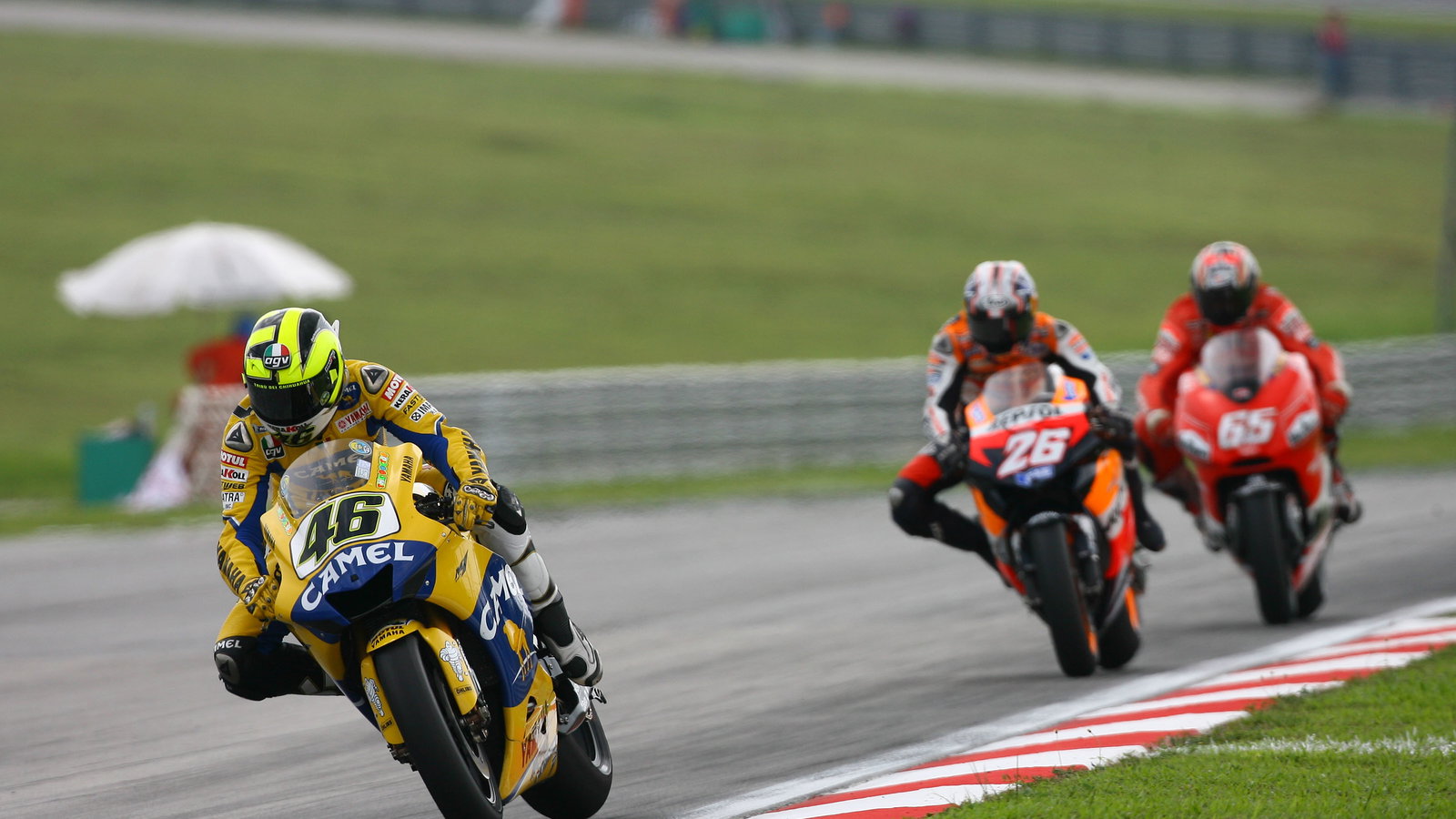 Rossi, Pedrosa, Capirossi, Malaysian MotoGP 2006.