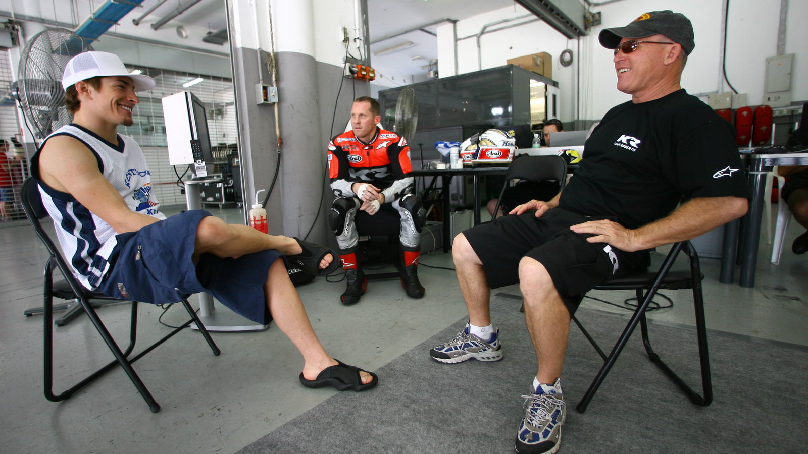 Hayden, Roberts Jr and Roberts sr, Sepang MotoGP test, January 2007