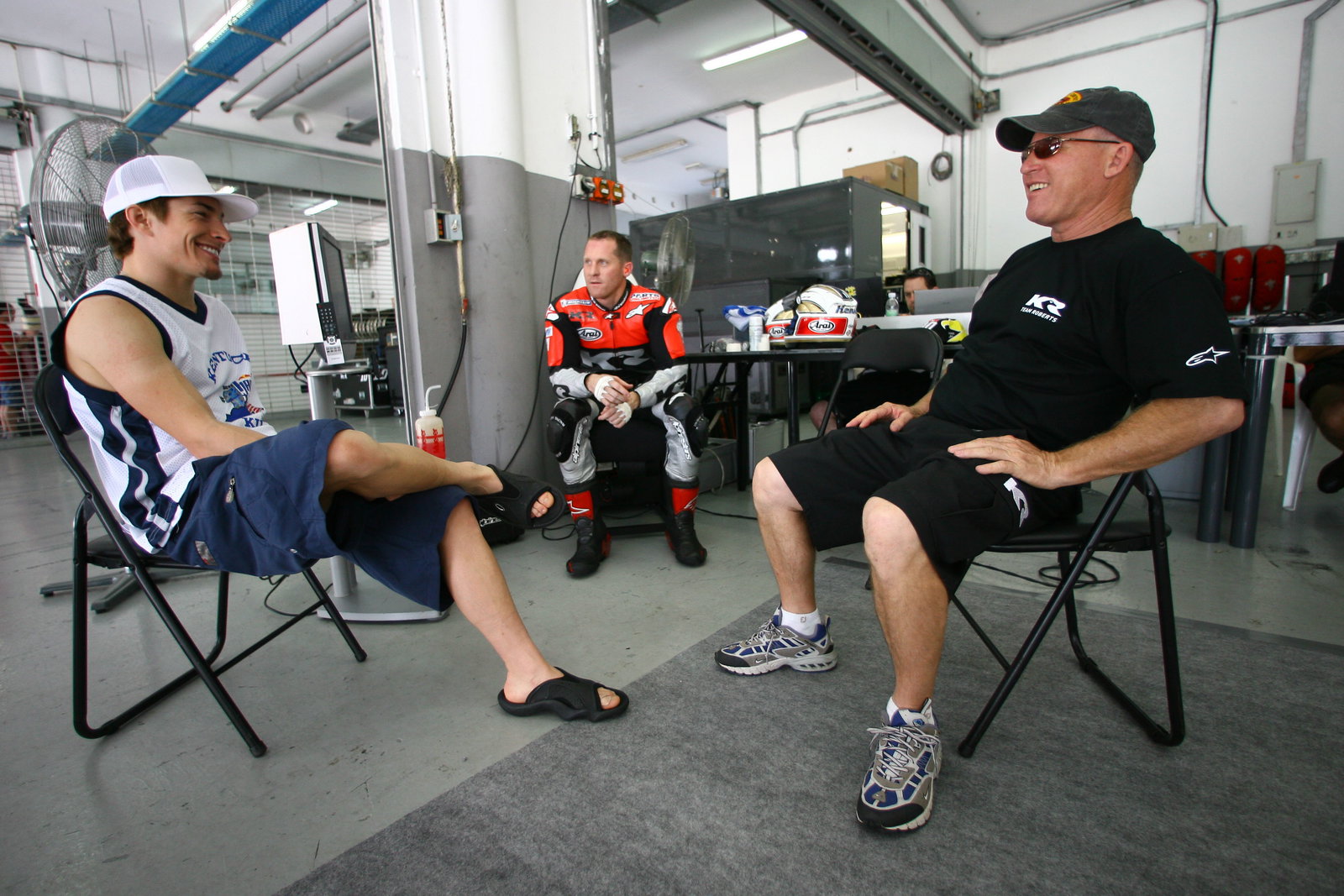 Hayden, Roberts Jr and Roberts sr, Sepang MotoGP test, January 2007