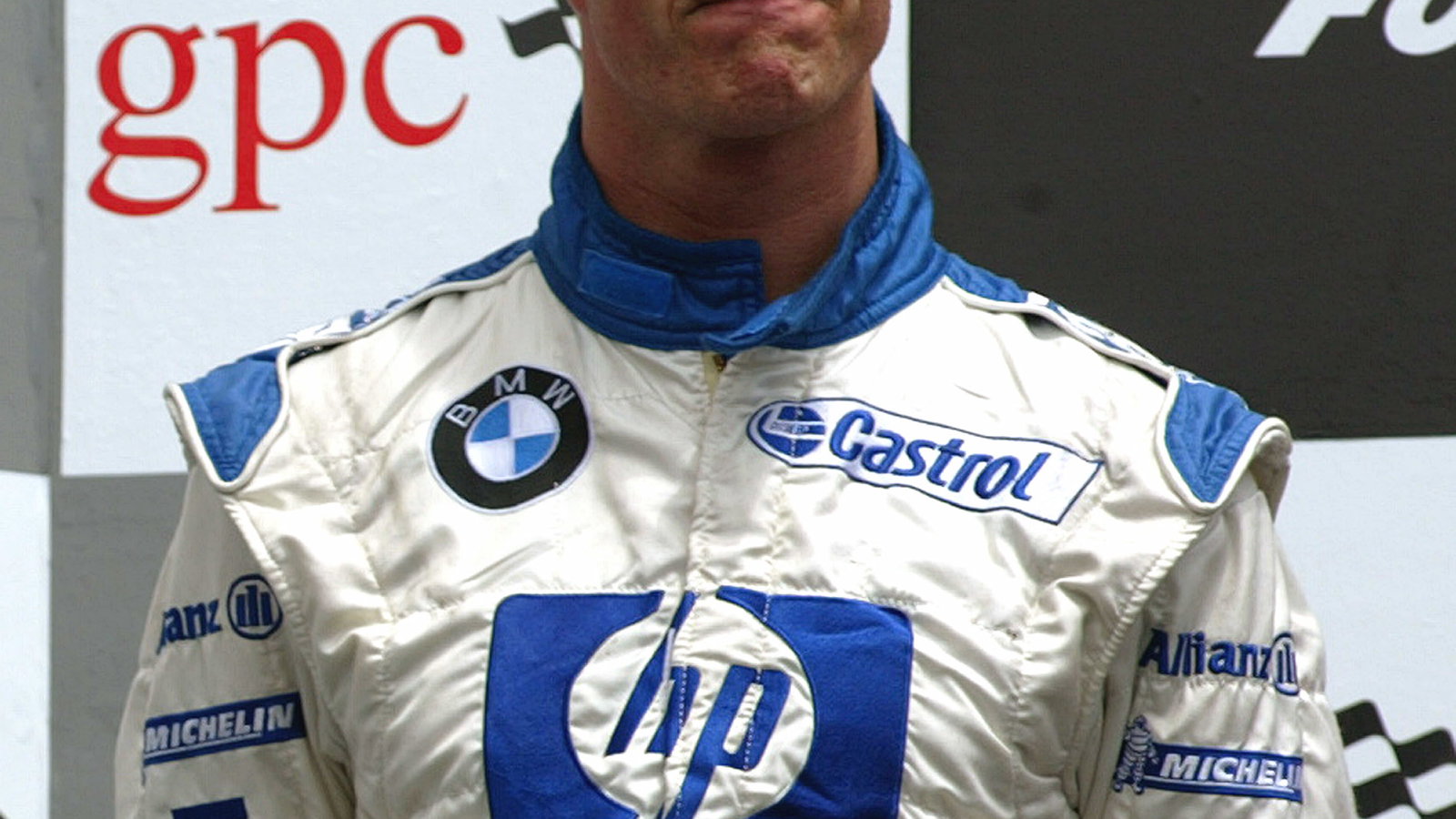 Williams-BMW driver Ralf Schumacher on the podium at the Canadian GP, after finishing second - he wa