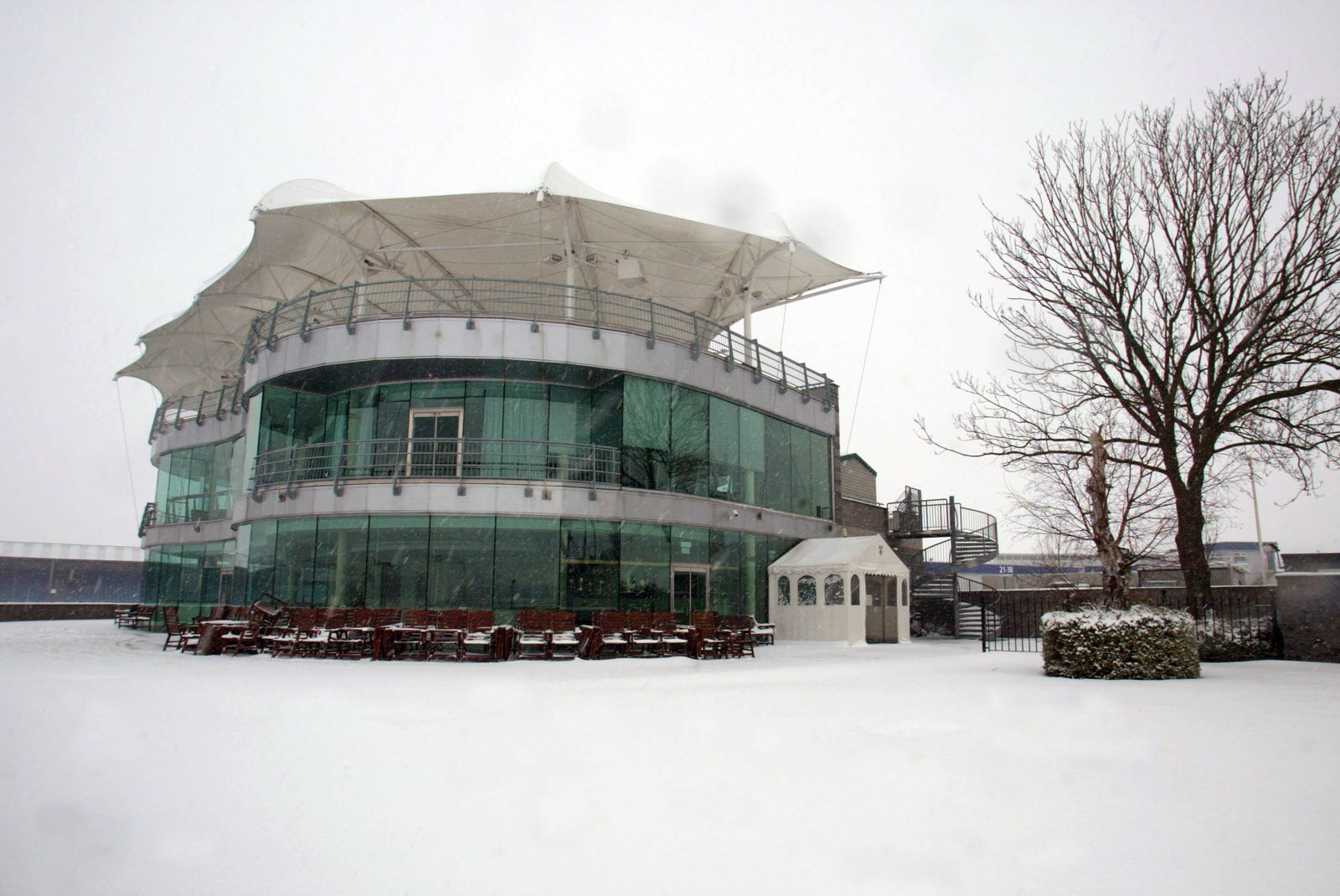 The BRDC Clubhouse in the Silverstone Snow, February 8th 2007.