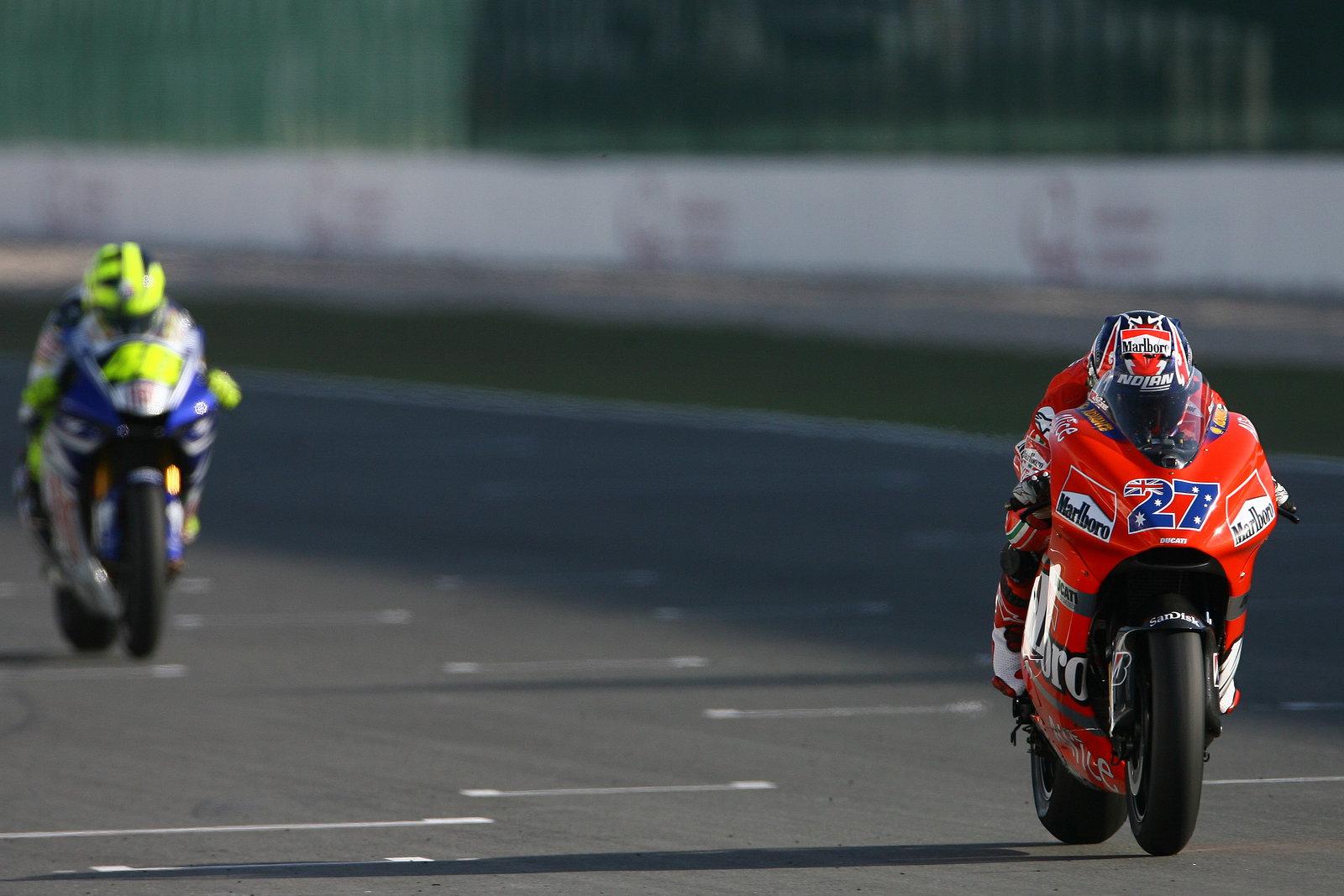 Stoner, Rossi, Qatar MotoGP Race 2007