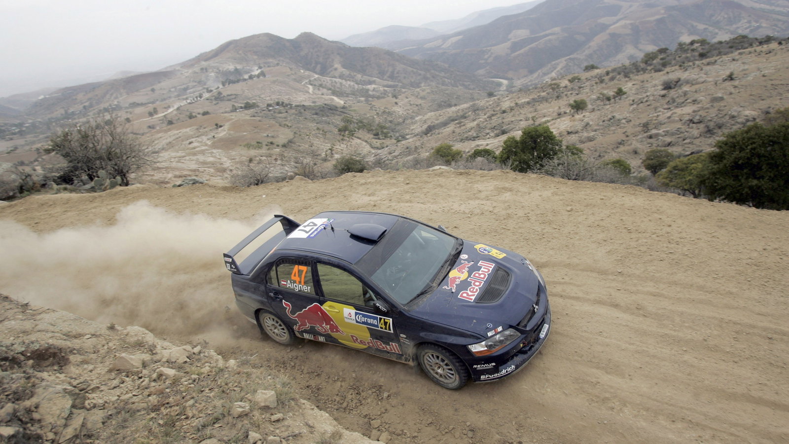 Andreas Aigner (AUT) / Klaus Wicha (GER), Red Bull Mitsubishi Lancer Evo [Production WRC]. Rally Mex