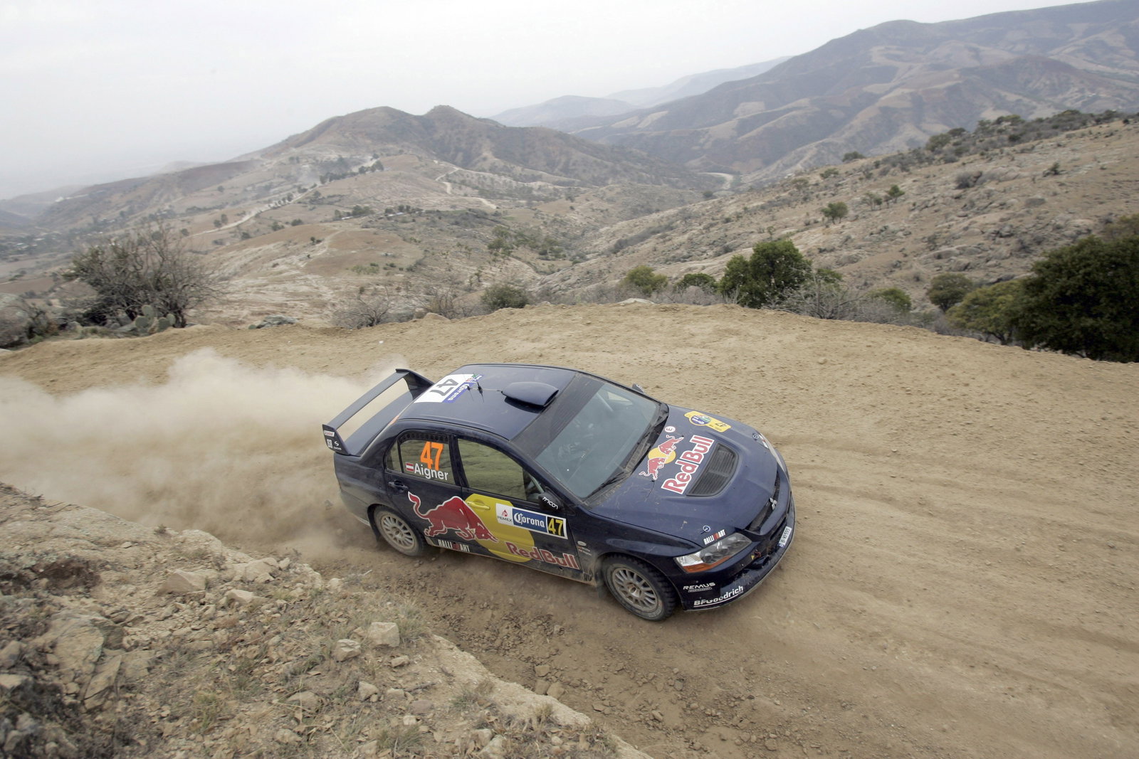 Andreas Aigner (AUT) / Klaus Wicha (GER), Red Bull Mitsubishi Lancer Evo [Production WRC]. Rally Mex