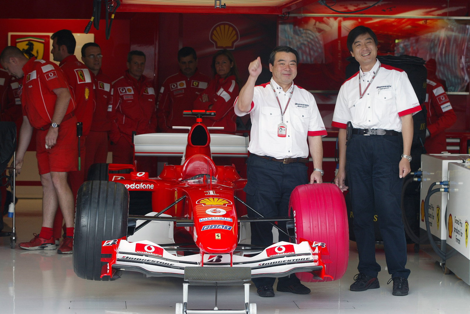 Bridgestone`s red tyre for Sport Relief