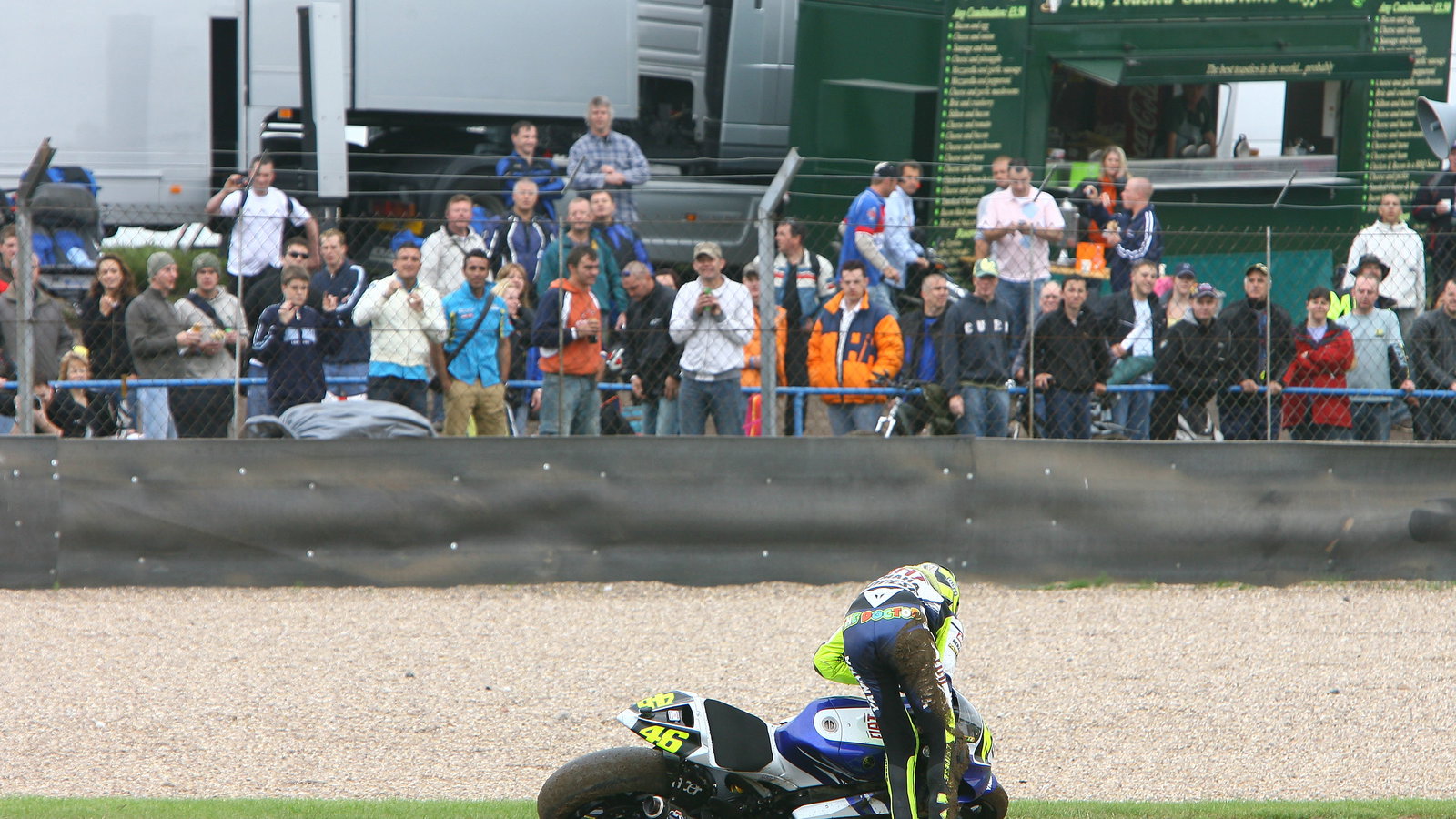 Rossi after crash, British MotoGP 2007