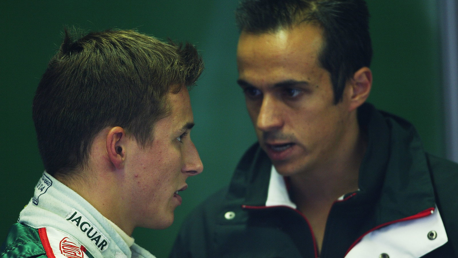 Christian Klein talks with his Jaguar engineer at Spa