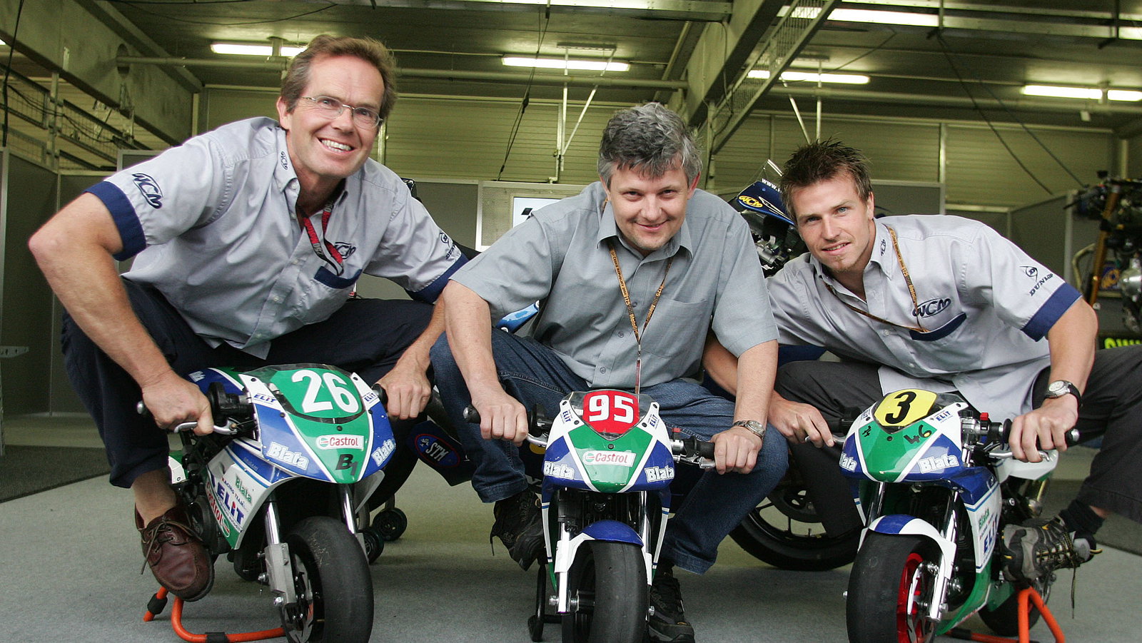 WCM`s Peter Clifford, Pavel Blata, James Ellison, Czech MotoGP, 2004