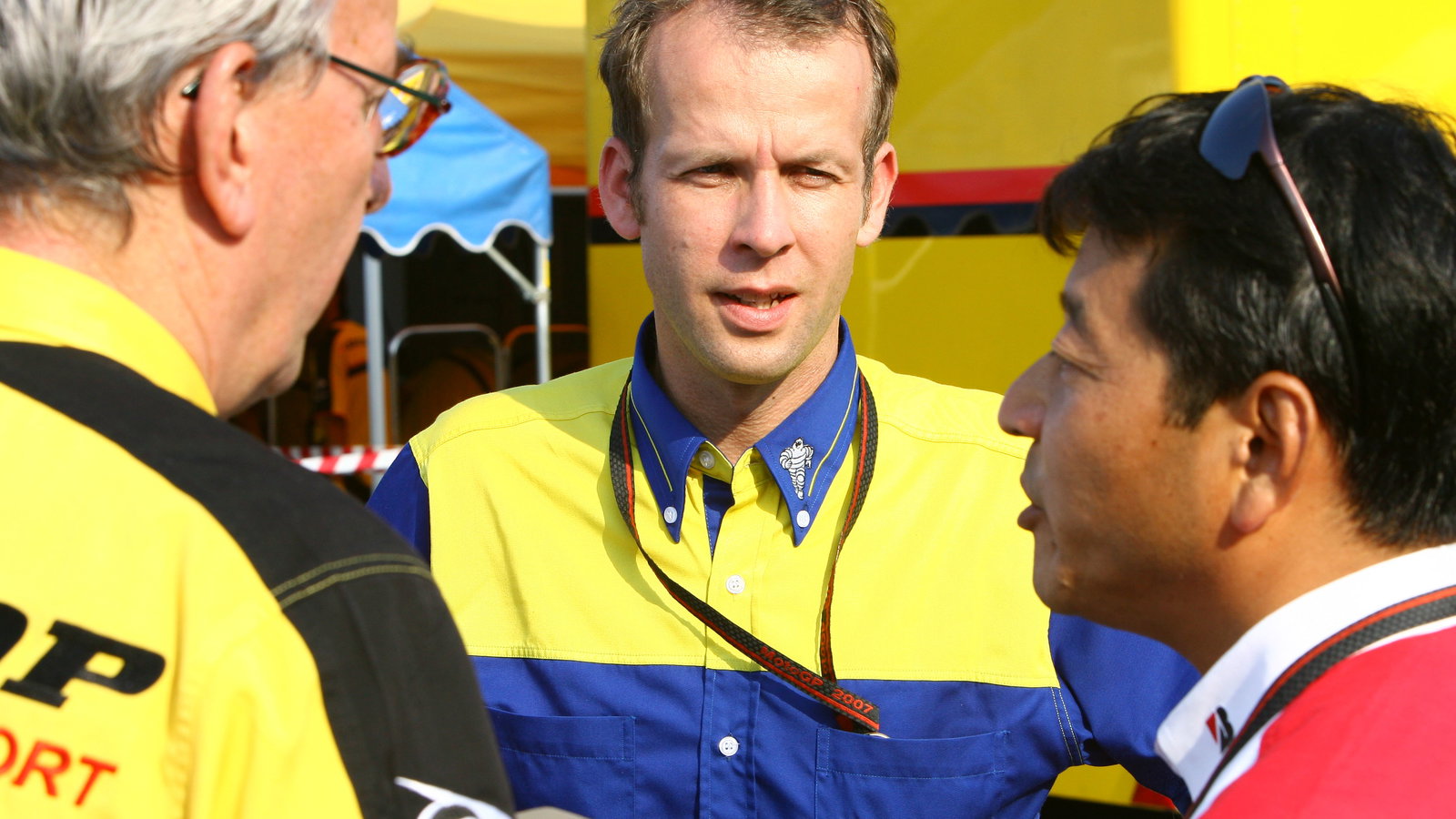 Dunlop`s Ferguson, Michelin`s Weber and Bridgestone`s Yamada, Japanese MotoGP 2007