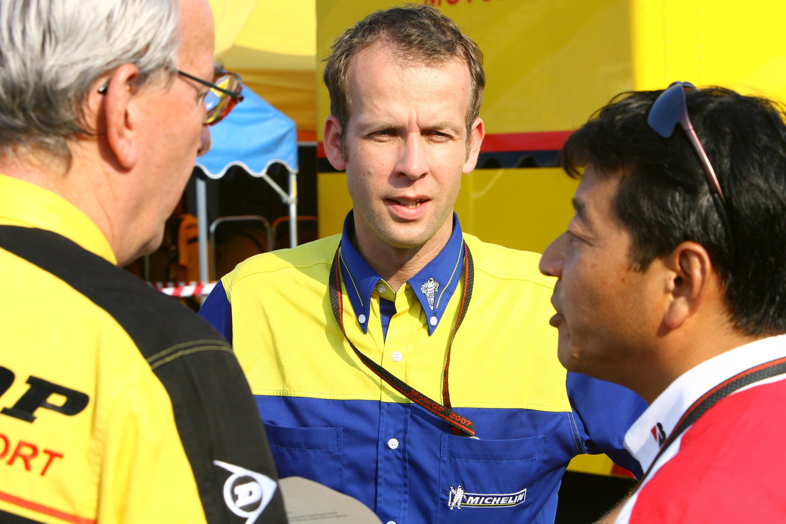 Dunlop`s Ferguson, Michelin`s Weber and Bridgestone`s Yamada, Japanese MotoGP 2007