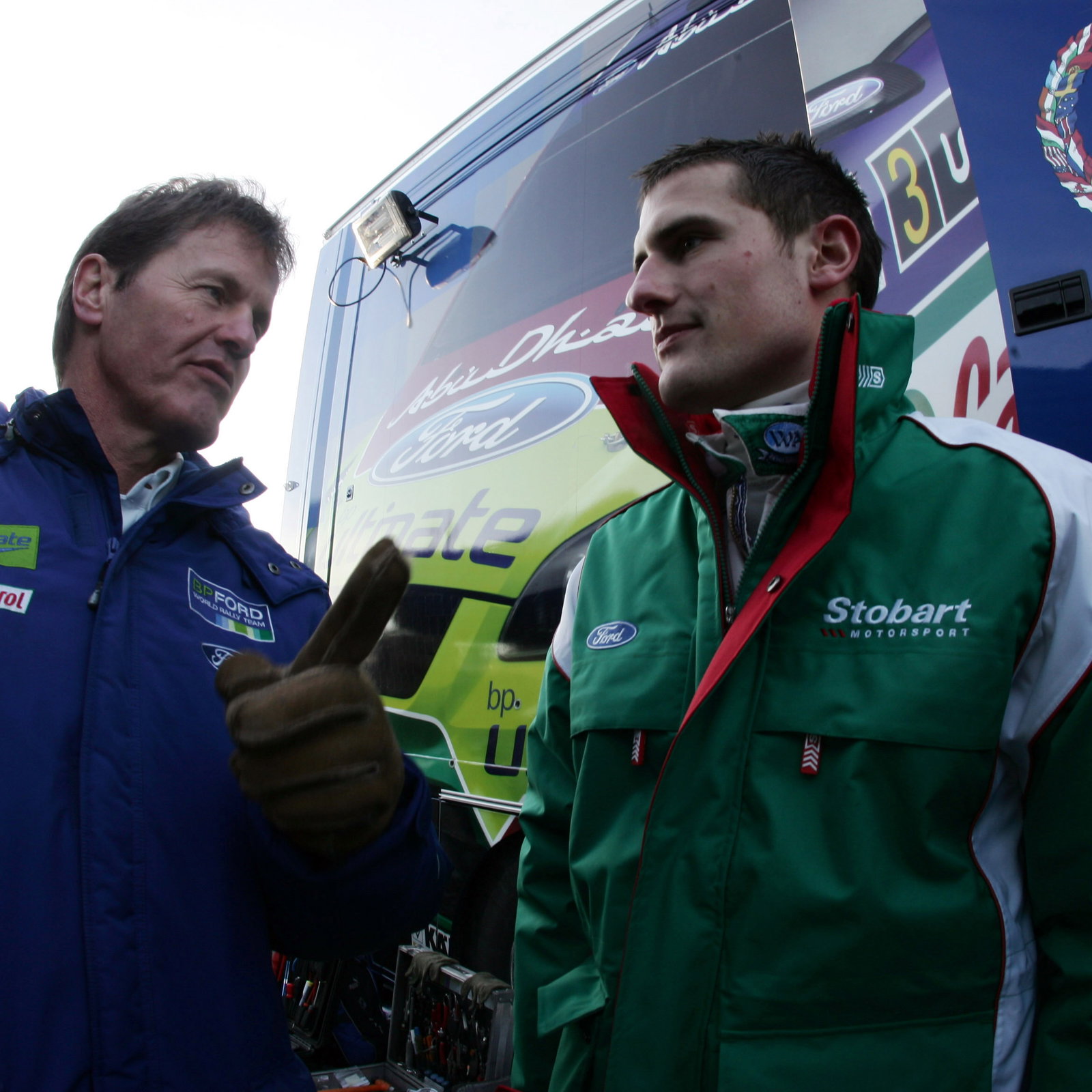 Malcolm Wilson (GBR), Ford/M-Sport Team Boss and Matthew Wilson (GBR), Stobart Ford Focus WRC 07. Ra