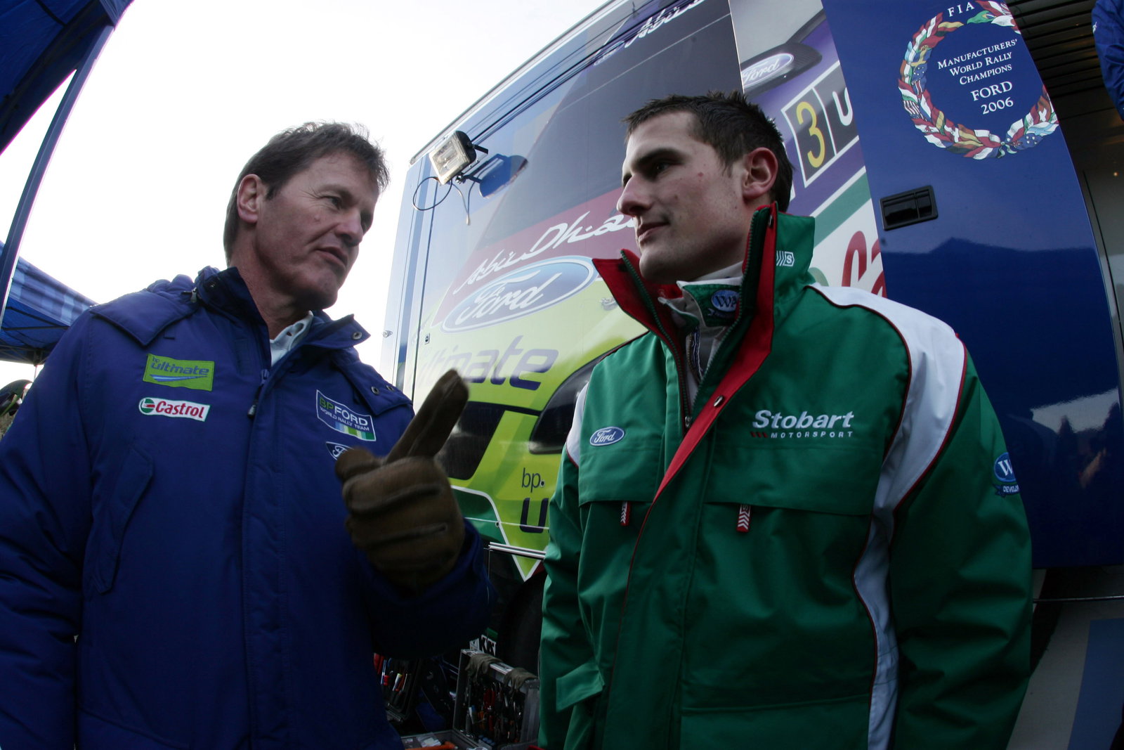 Malcolm Wilson (GBR), Ford/M-Sport Team Boss and Matthew Wilson (GBR), Stobart Ford Focus WRC 07. Ra