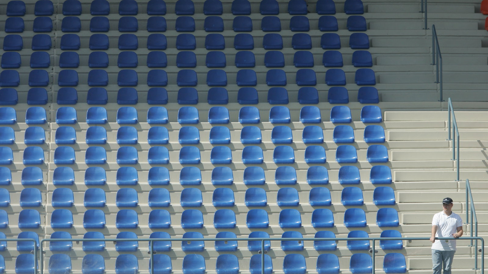 Busy grandstand full of fans... or maybe not. Qatar MotoGP, 2004