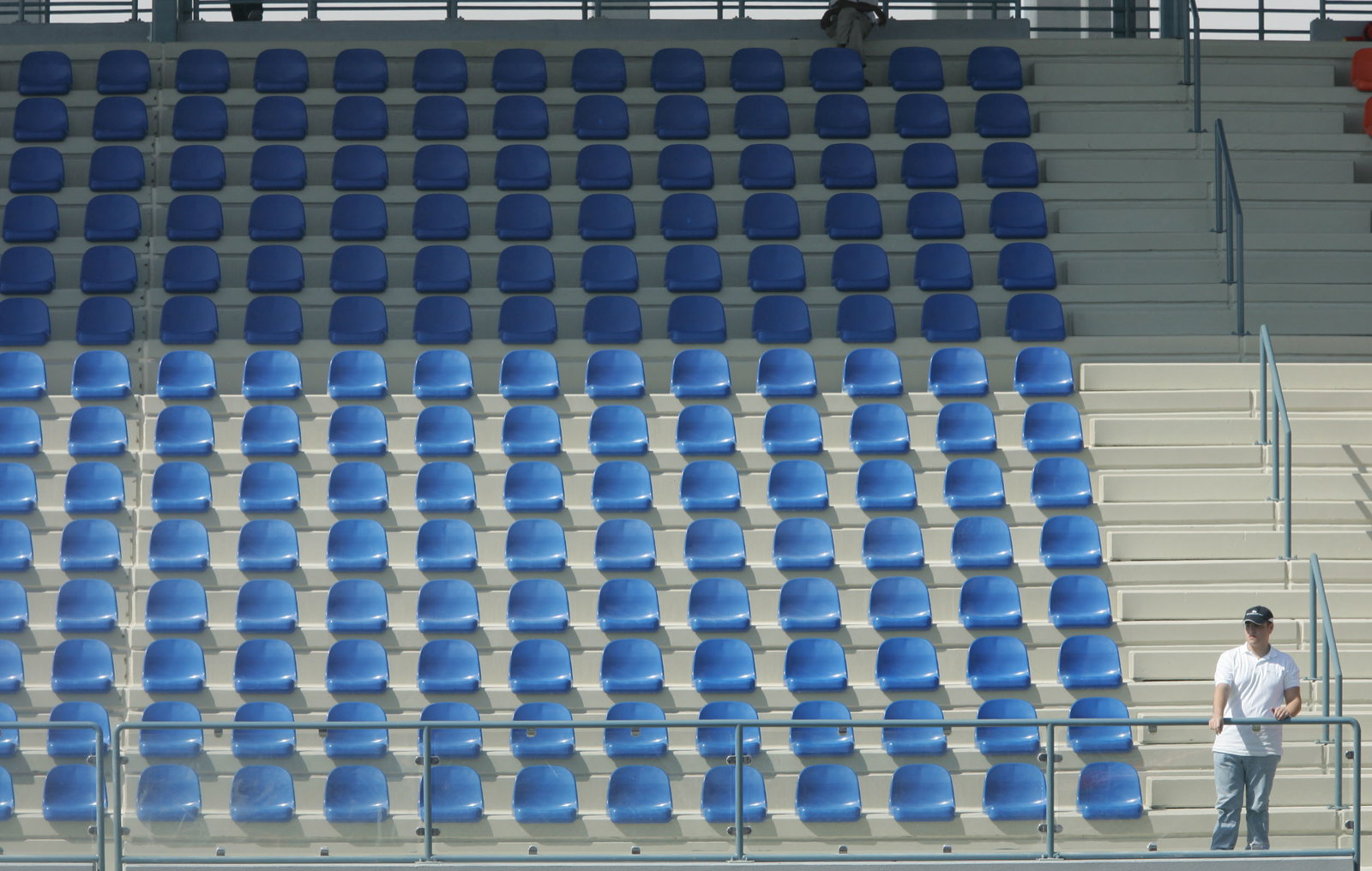 Busy grandstand full of fans... or maybe not. Qatar MotoGP, 2004