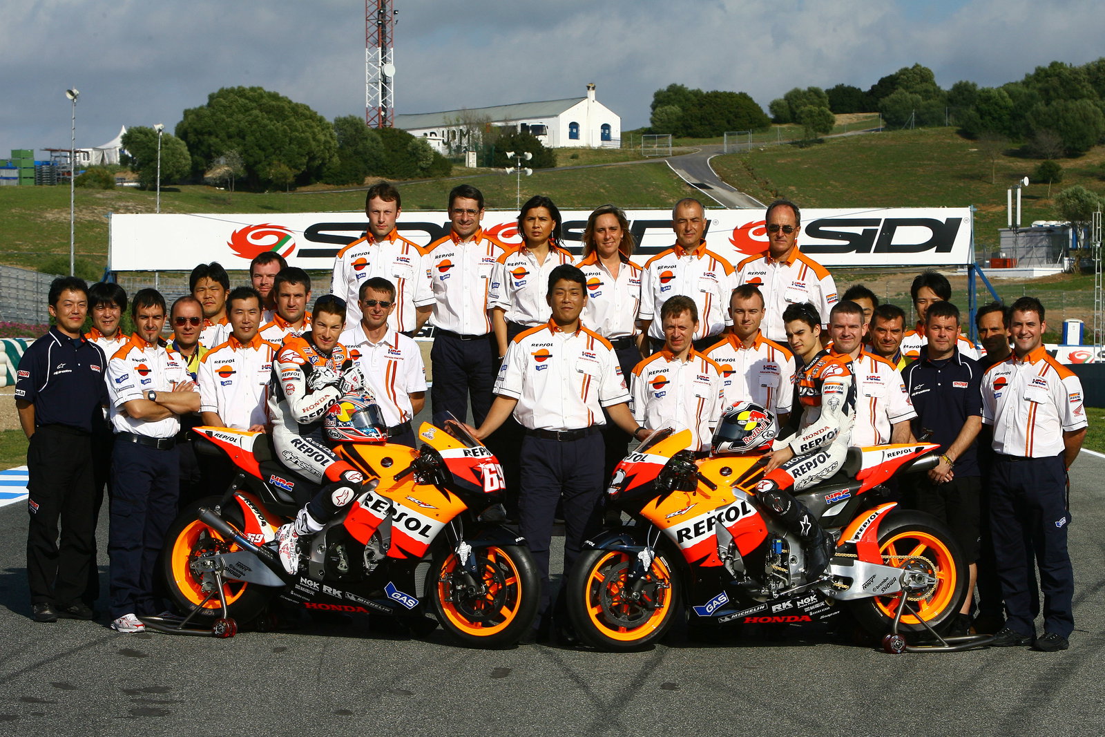 Hayden, Pedrosa and team, Spanish MotoGP 2008