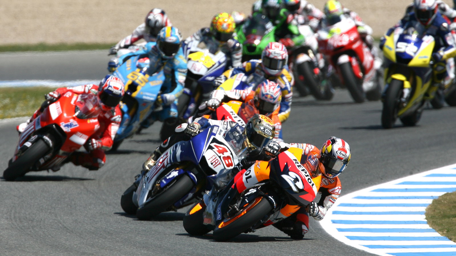 Pedrosa, Lorenzo, Race Start, Spanish MotoGP Race 2008