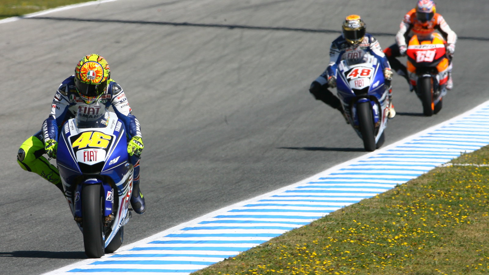Rossi, Lorenzo, Hayden, Spanish MotoGP Race 2008