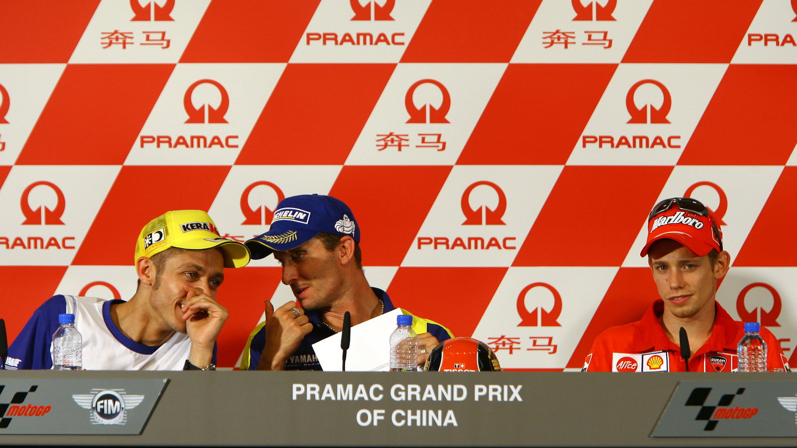 Rossi, Edwards and Stoner, Chinese MotoGP 2008