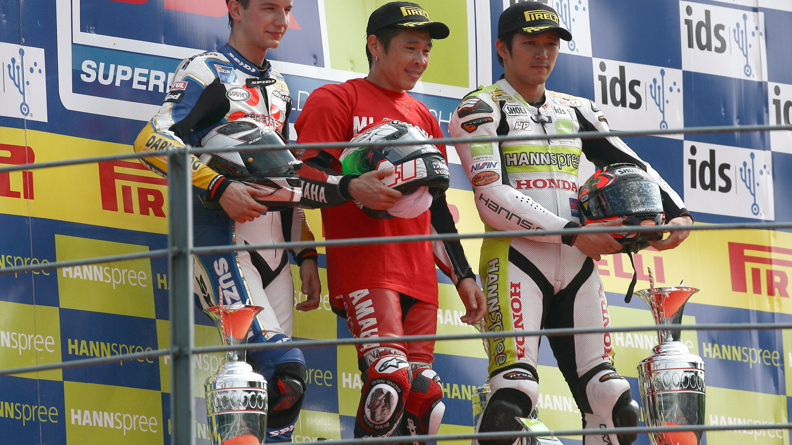 Neukirchner, Haga, Kiyonari, Italian WSBK Race 2 2008