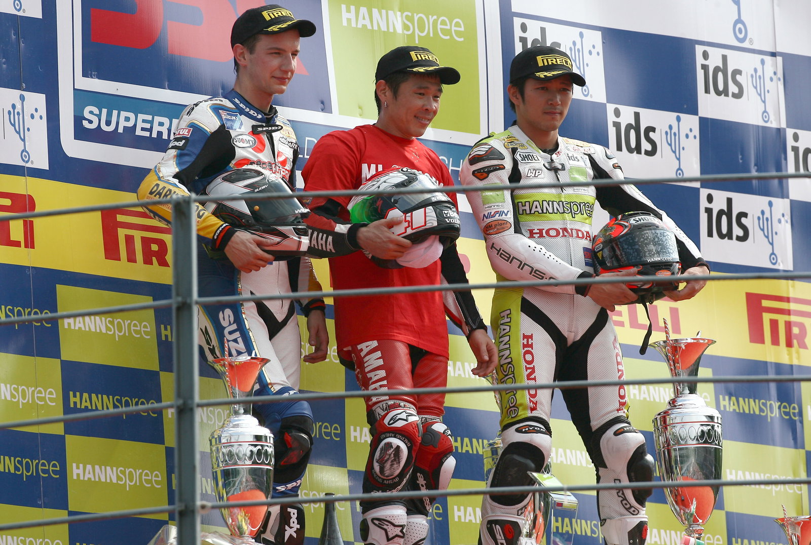 Neukirchner, Haga, Kiyonari, Italian WSBK Race 2 2008